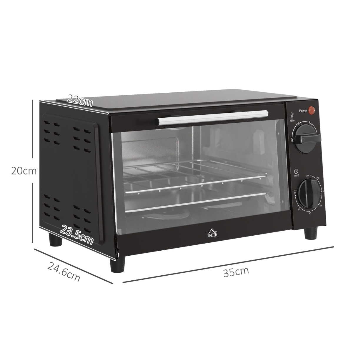 Mini Oven, 9L Countertop Electric Grill, Toaster Oven 750W