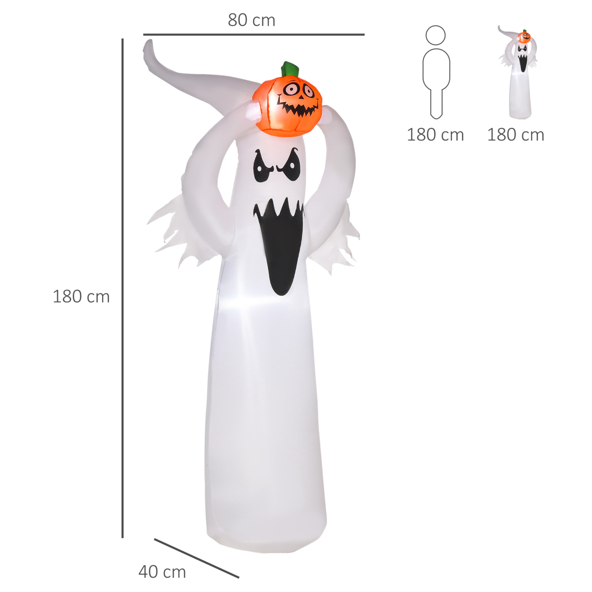 6FT 1.8m LED Halloween Inflatable Deco Floating Ghost and Pumpkin Party