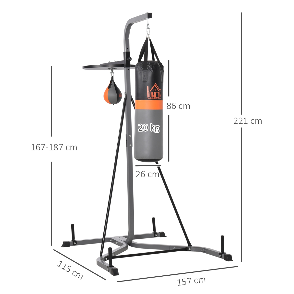 Punchbag and Speedball Boxing Station Frame Freestanding Training Home
