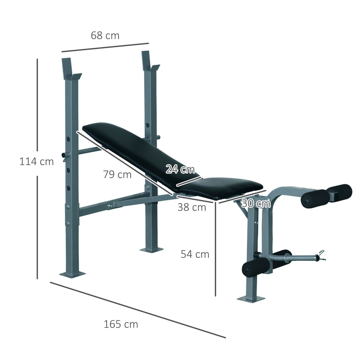 Adjustable Multi Gym Weight Bench Barbell Stand Chest Leg Abs Training