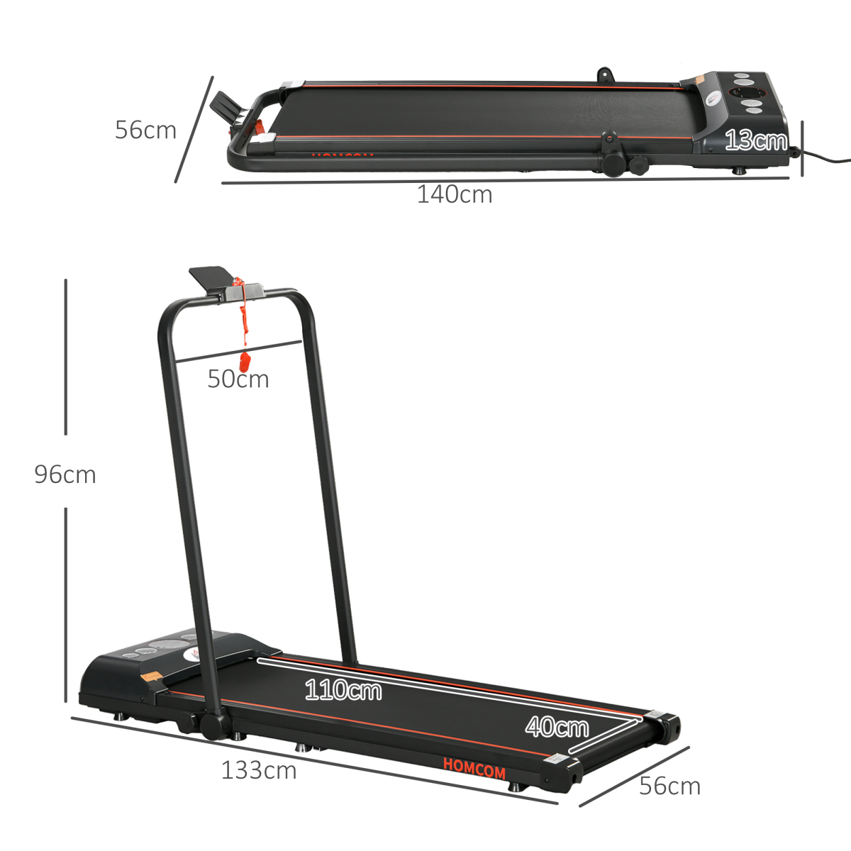 Foldable Walking Treadmill Aerobic Exercise Machine with LED Display