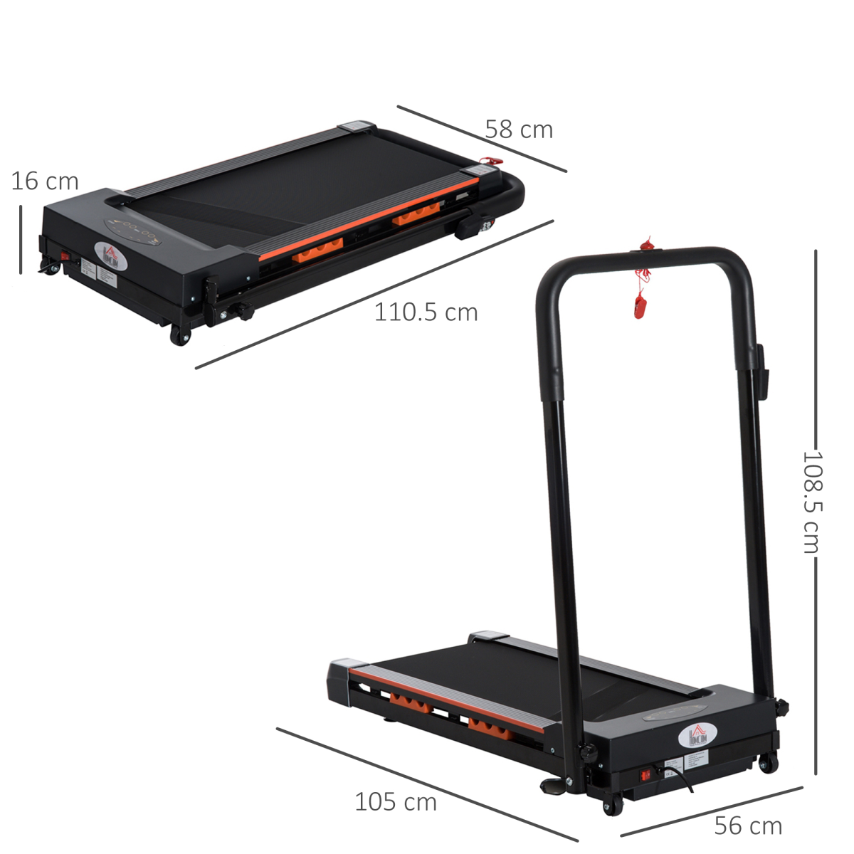1-6 km/h Folding Motorized Treadmill Walking with Remote Stopper Fitness