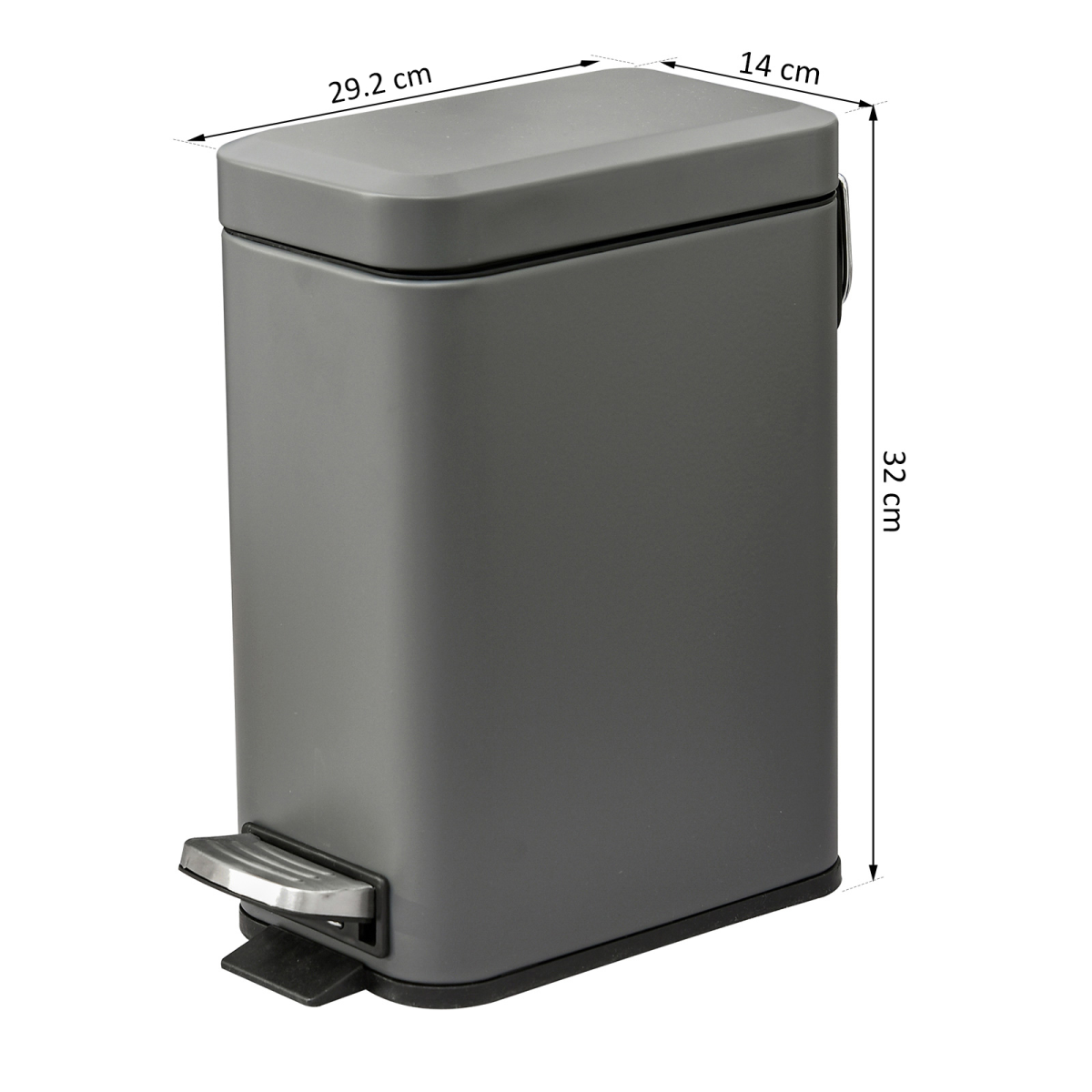 5L Steel Step Trash Can with Quiet-Closed Lid, Silent and Gentle Open