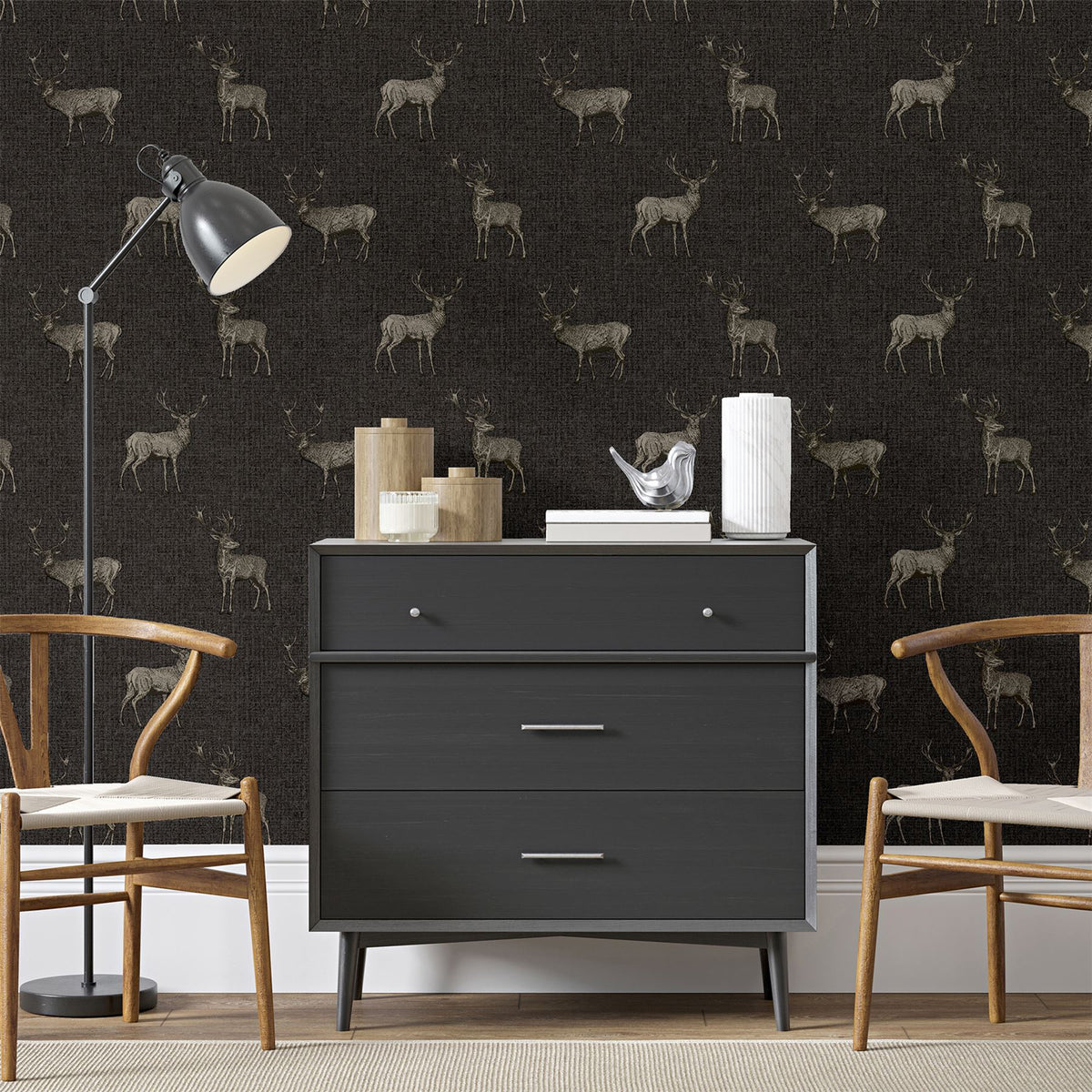 Heritage Stag Charcoal/Copper Wallpaper image 4