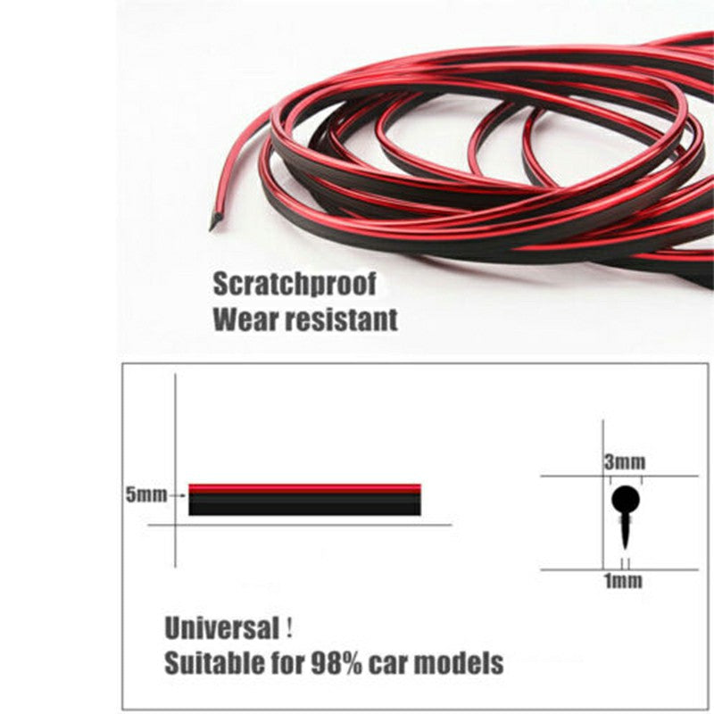 Car Edge Gap Trim Red 5m, Universal Interior Moulding Garnish Strip image 4