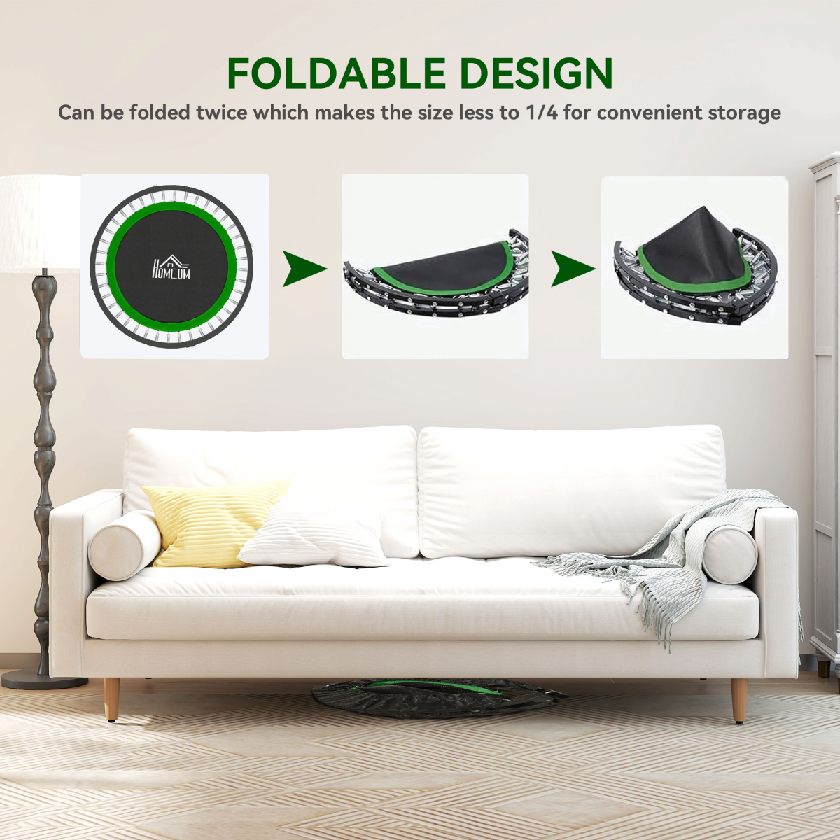 40" Foldable Mini Fitness Trampoline with Foam Handle