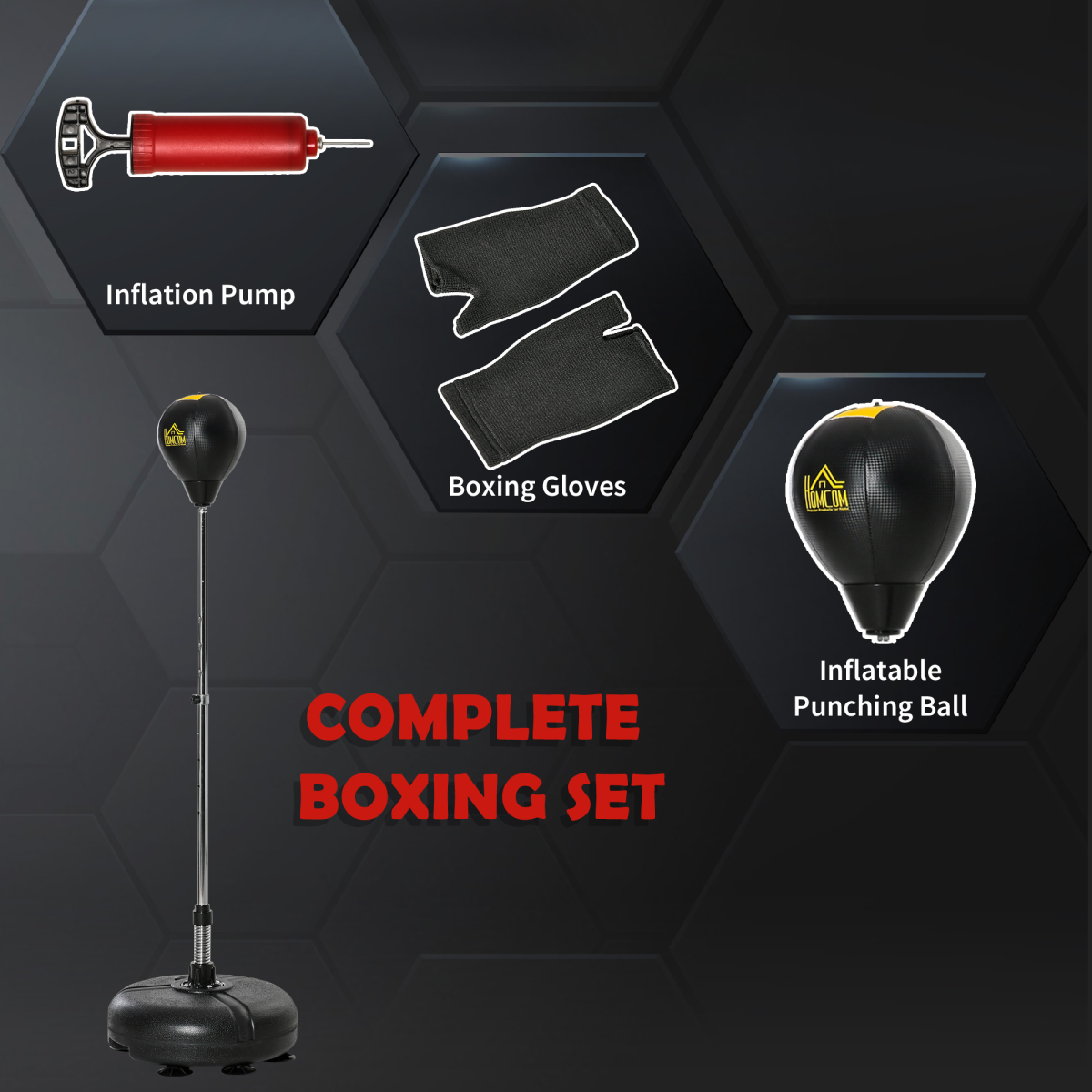 Punching Bag with Stand Boxing Bag Set with Adjustable Height Black, Gold