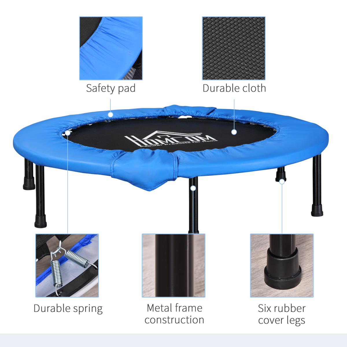 96 cm Foldable Mini Fitness Trampoline Exercise Rebounder Jumper, Blue
