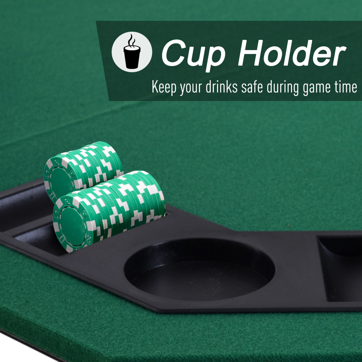 1.2m/48 Inches Foldable Poker Table Top 8 Players Blackjack Chip Trays