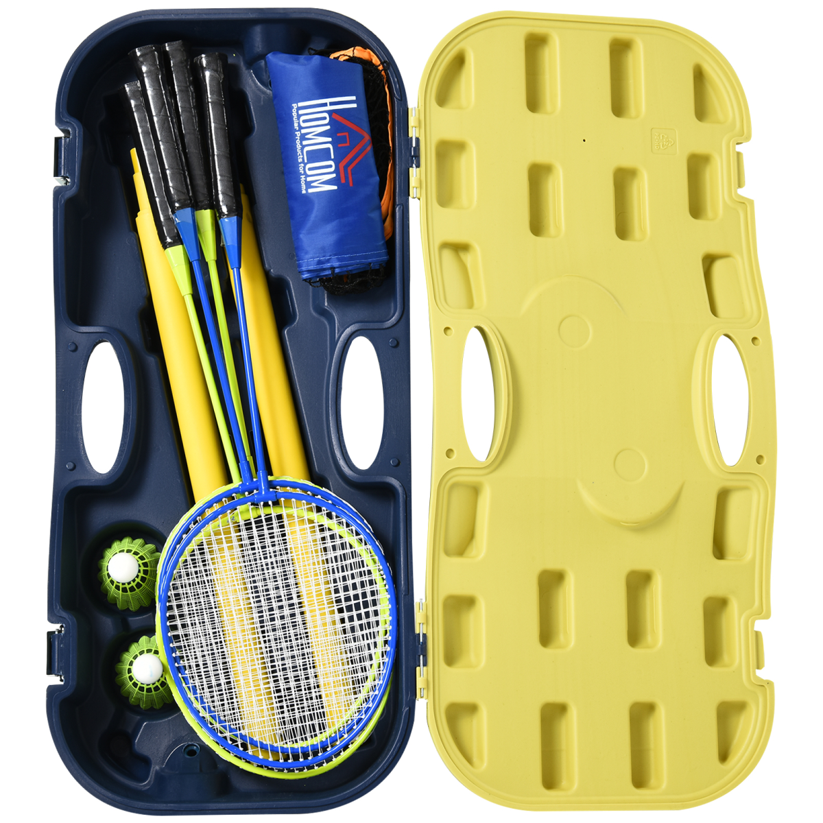 Foldable Badminton Net Set with 2 Pairs of Rackets 2 Nylon Shuttlecocks