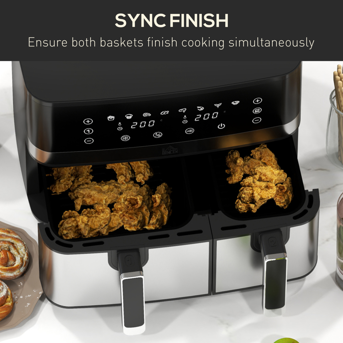 Dual Zone Air Fryer 8.5L Double Air Fryer with SYNCFinish 2700W