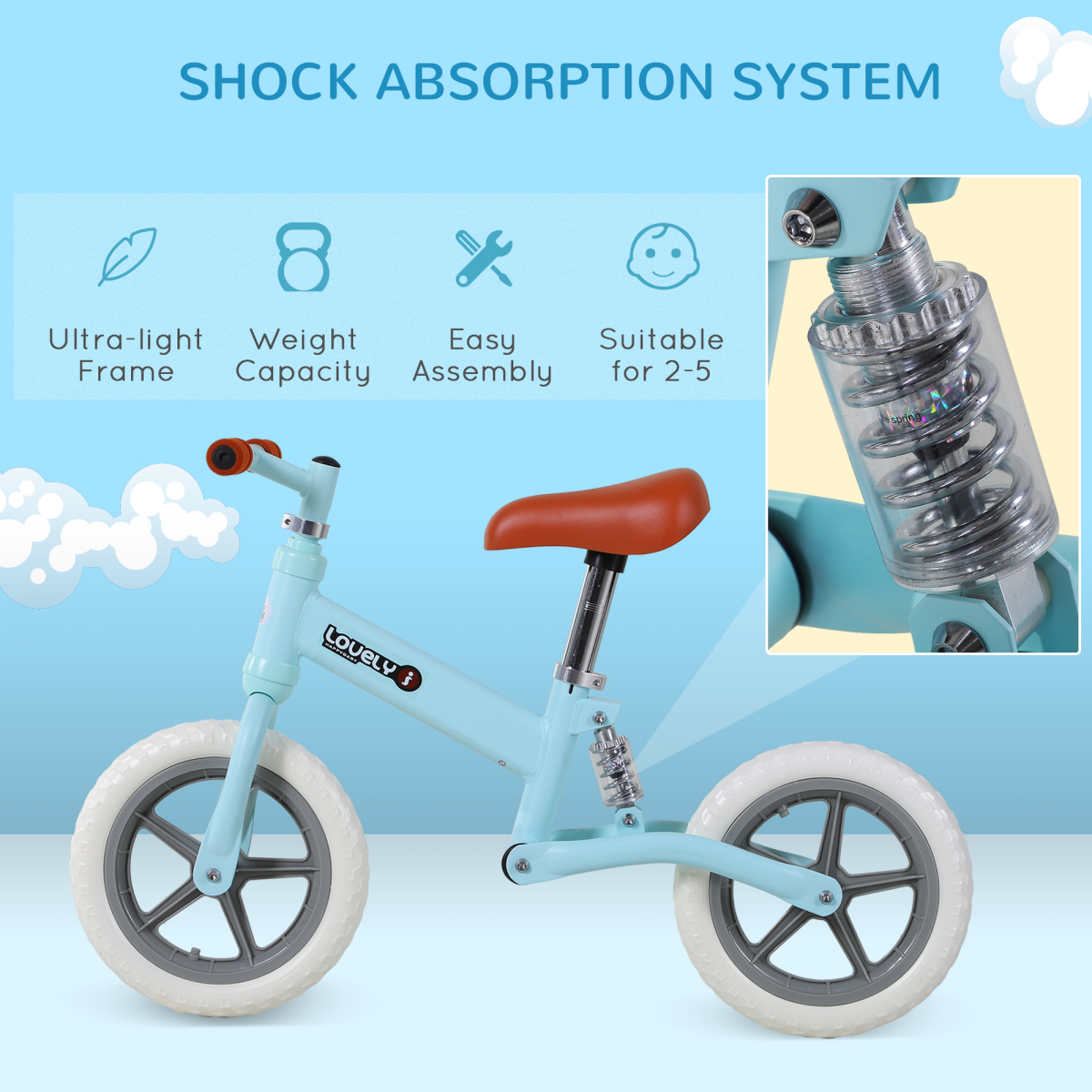 Kid Balance Bike Children Bicycle Adjustable Seat 2-5 Years No Pedal