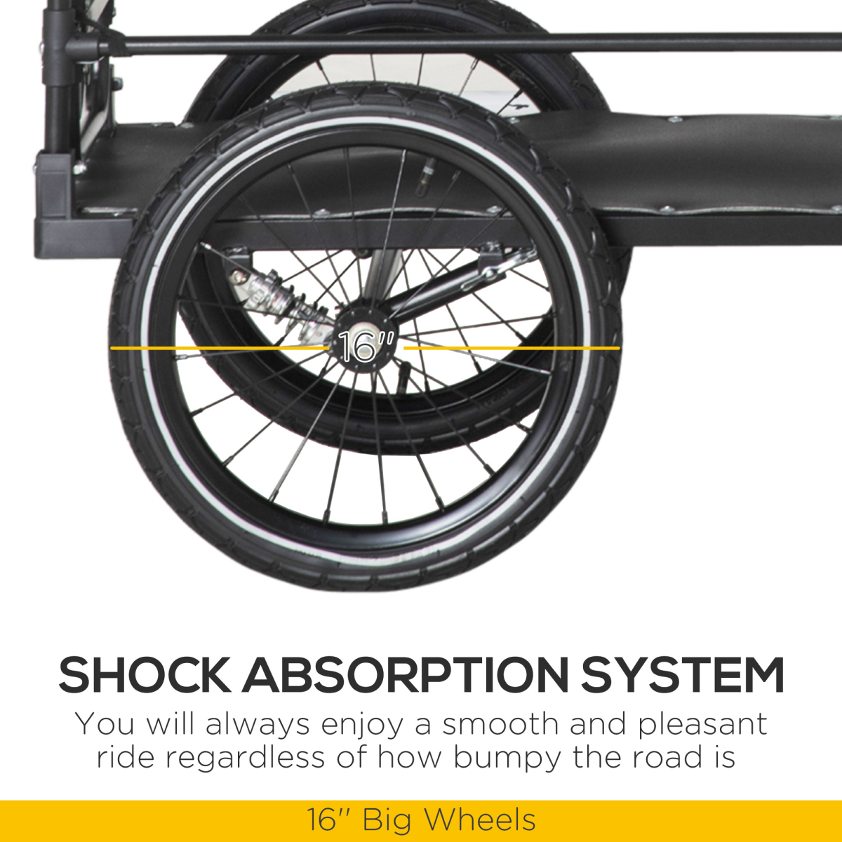 Bike Trailer Wagon Bicycle Cargo Trailer with Suspension, 2 Wheels, Black