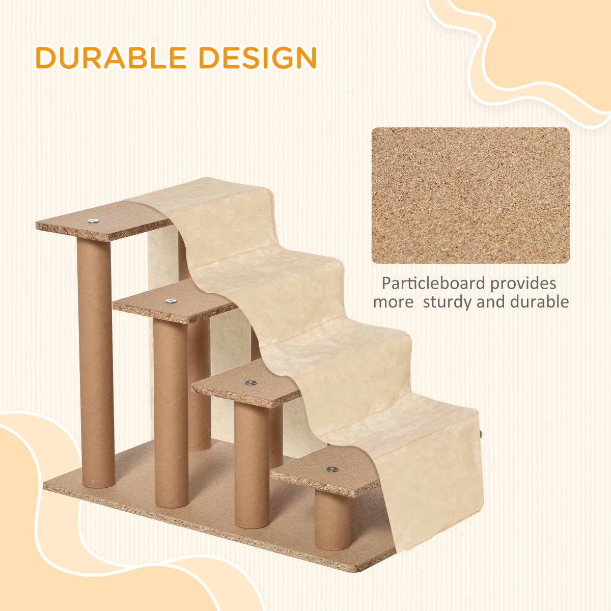 Pet Stairs 60L x 35W x 44H cm, Beige