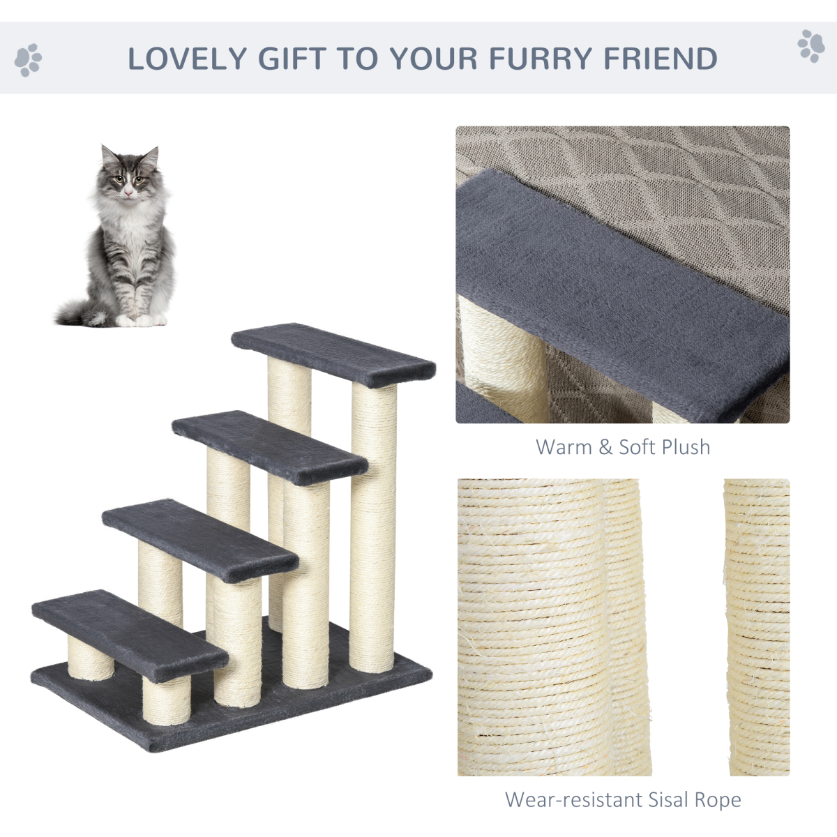 Cat Tree, Grey, Particleboard