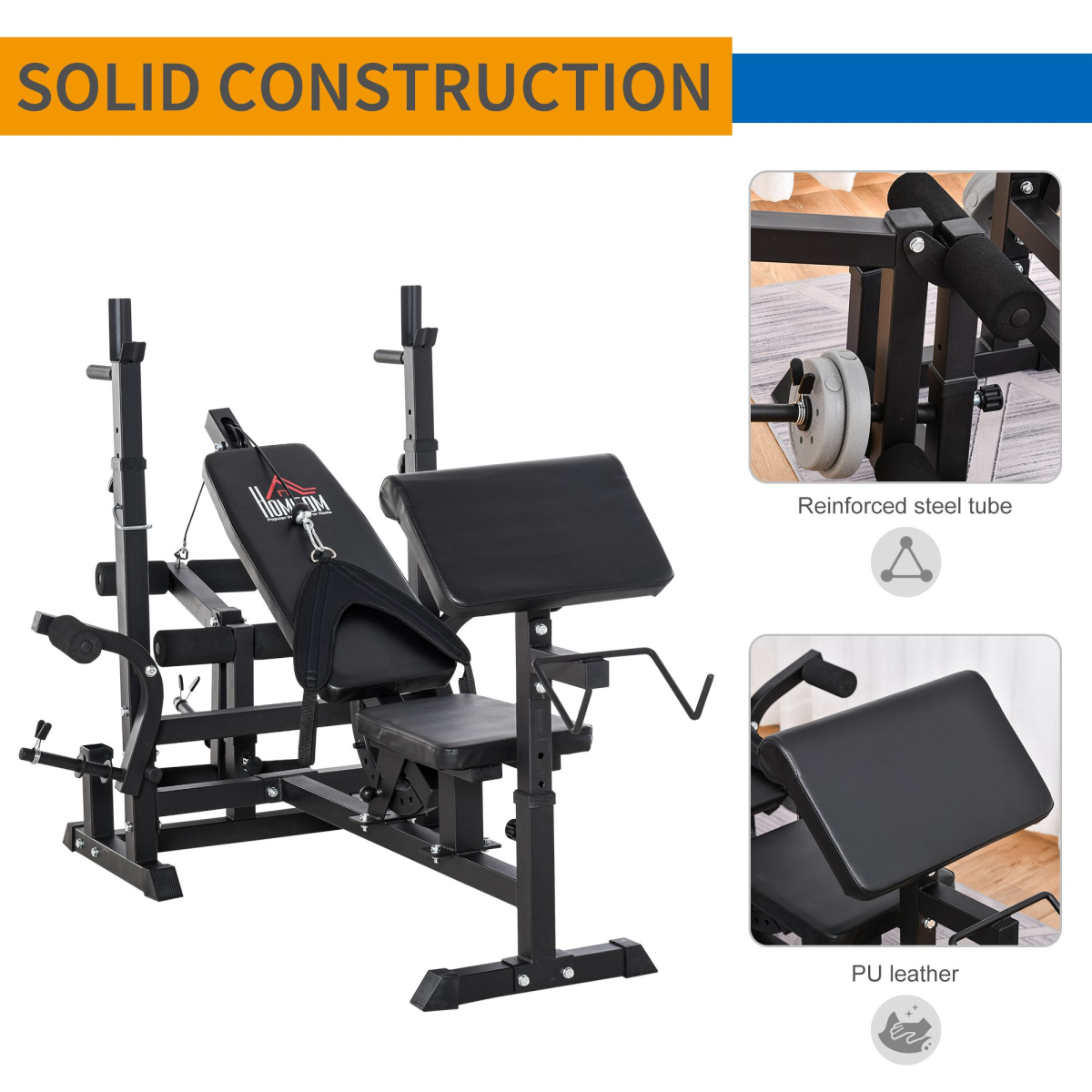 Multi-Exercise Full-Body Weight Bench with Bench Press and Leg Extension