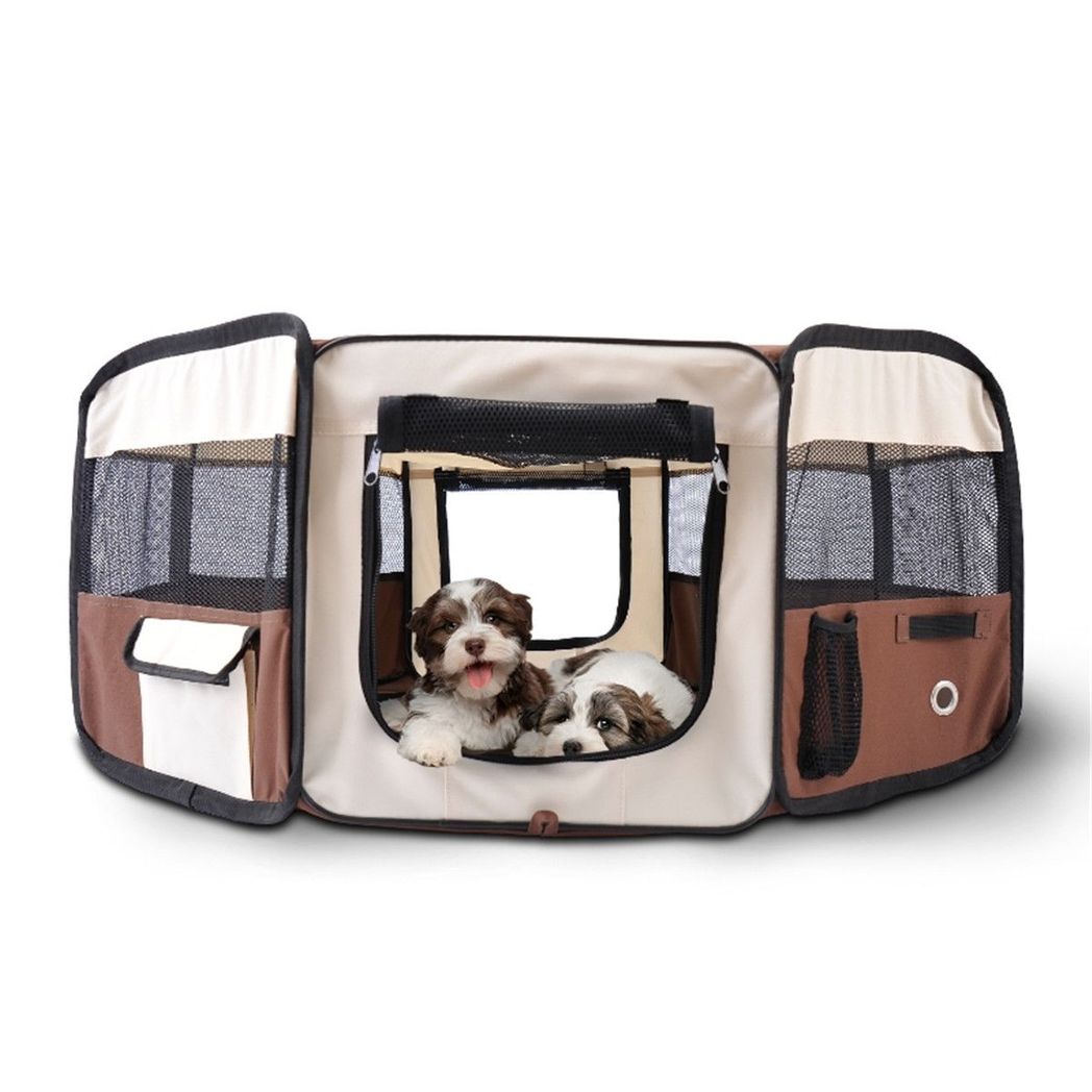 Pet Carrier, Brown and Cream