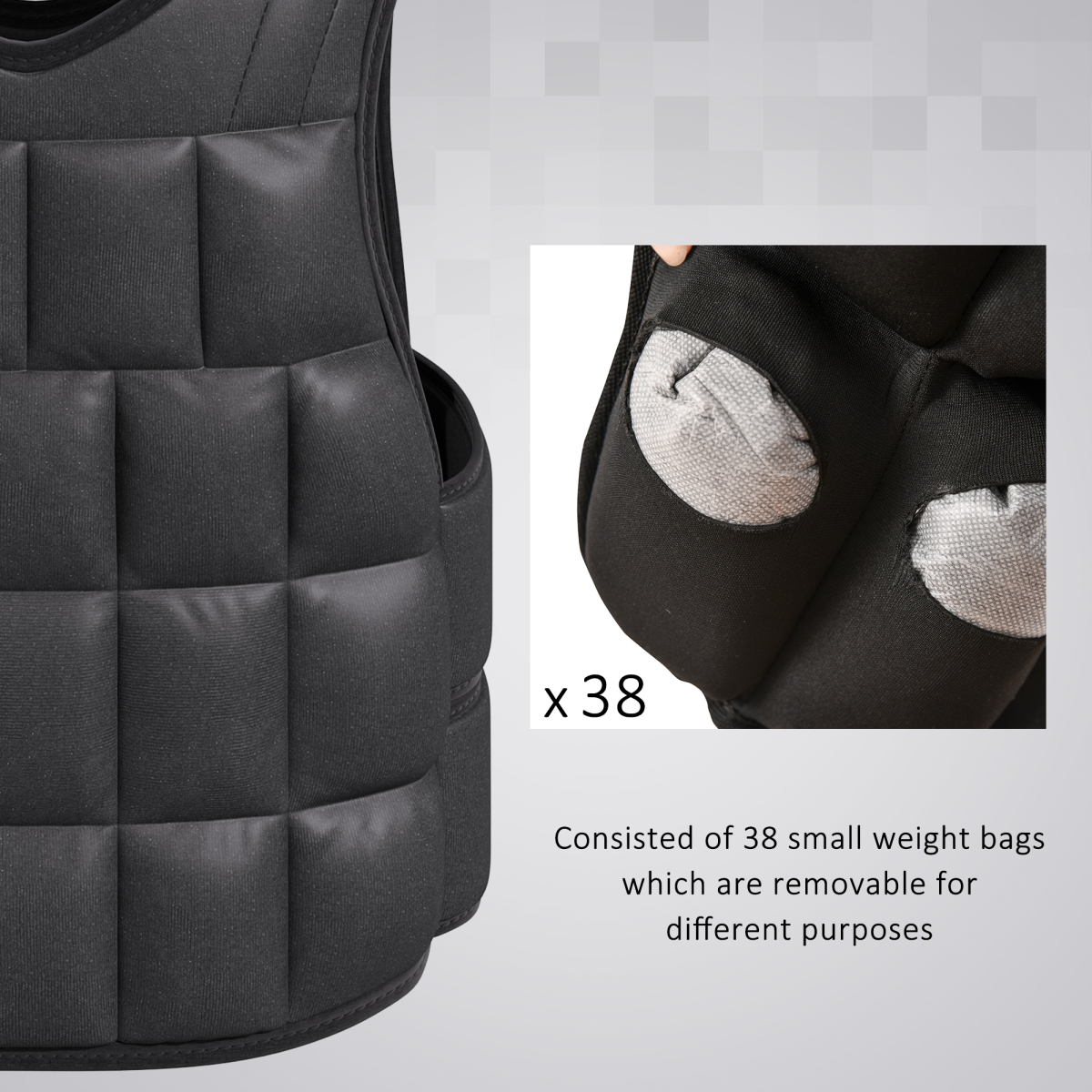 15kgs Adjustable Weight Vest Running Gym Training Weight Loss, Black