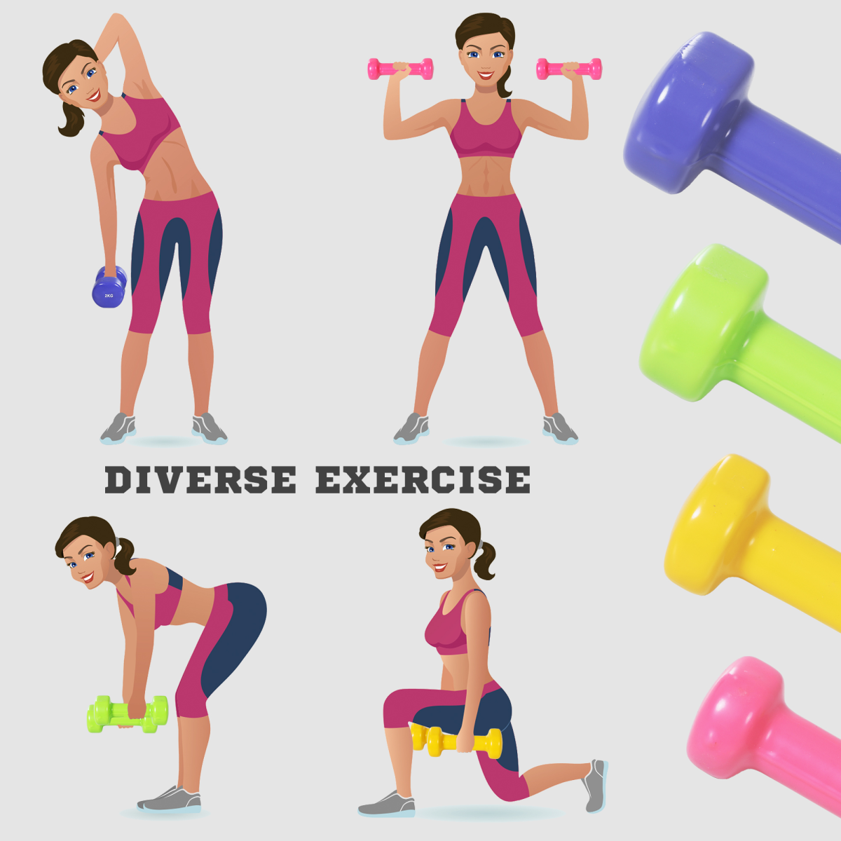10kg Colourful Dumbbell Weights Set Home Exercising Toning with Case Gym