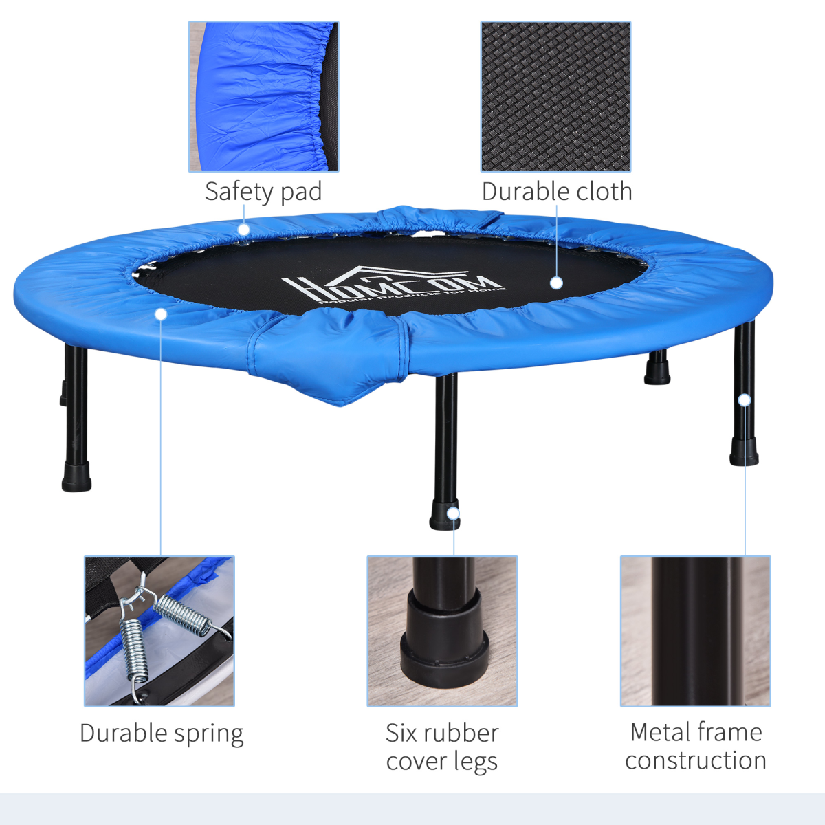 Foldable Mini Fitness Trampoline Exercise Rebounder Jumper, Blue