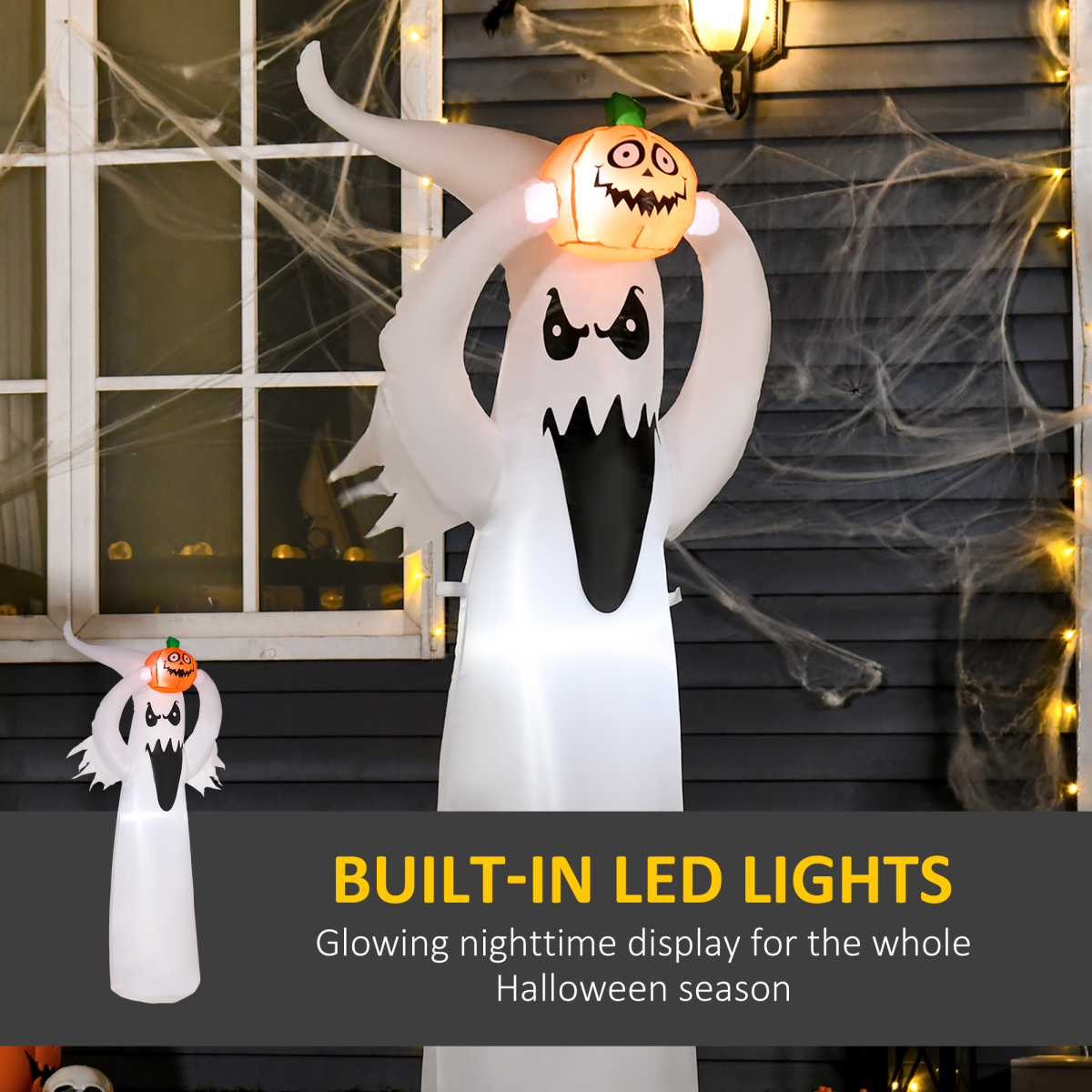 6FT 1.8m LED Halloween Inflatable Deco Floating Ghost and Pumpkin Party