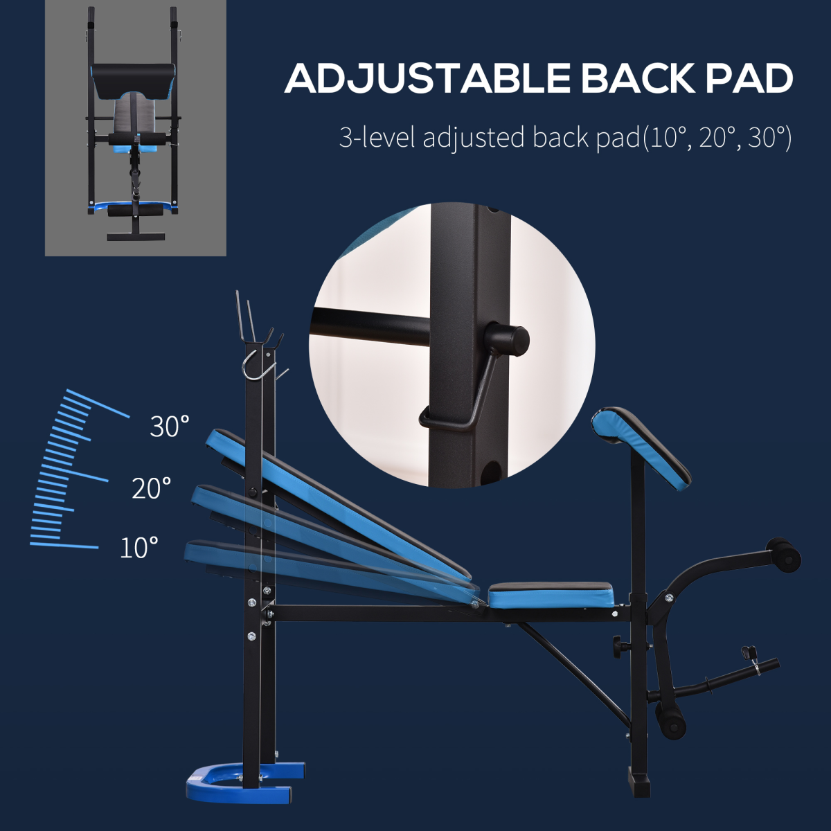 Adjustable Weight Bench with Leg Developer Barbell Rack for Home Gym