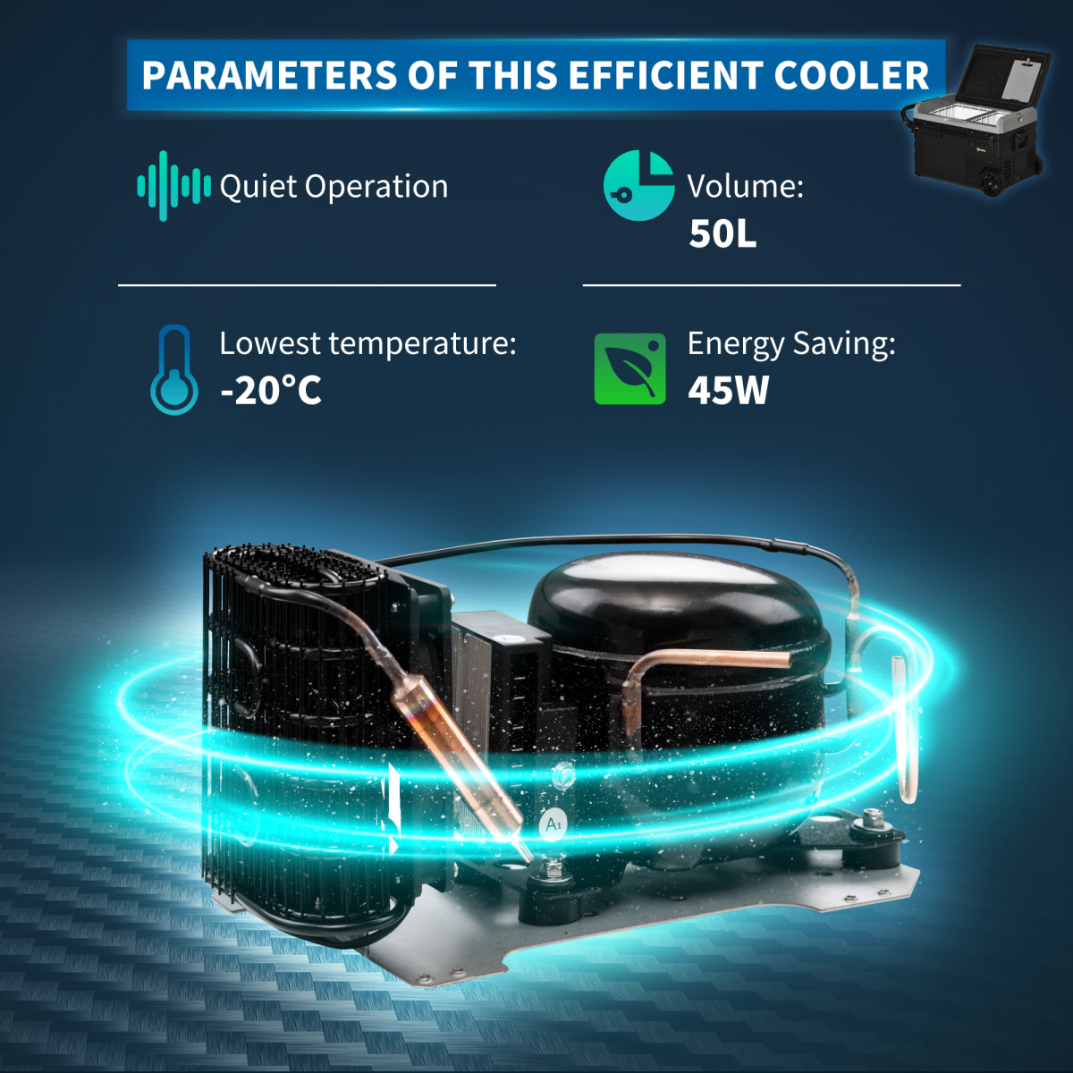 Car Refrigerator, Portable 12/24V 50L Fridge Freezer, Down to -20??