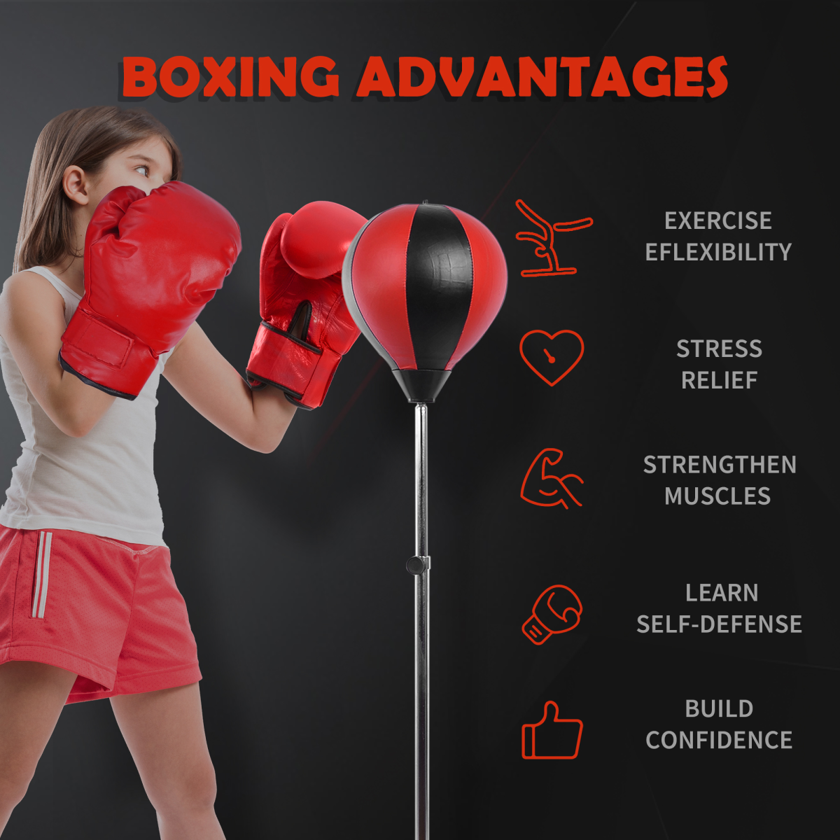 Adjust Kids Training Boxing Punching Ball Bag Boxing Punching with Gloves