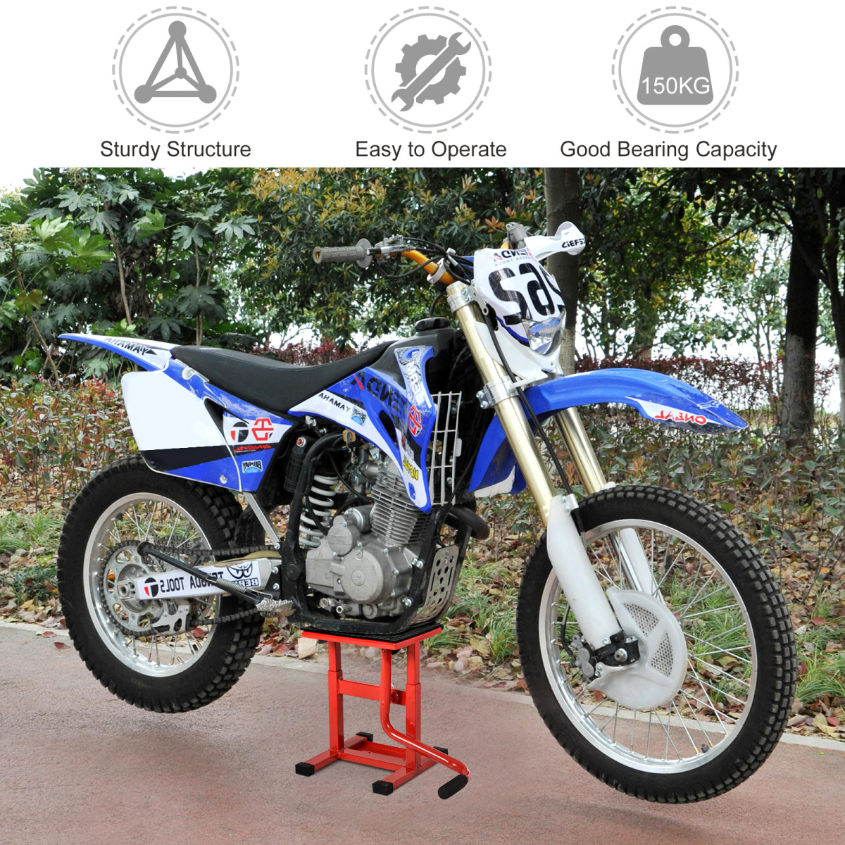 Steel Motorbike Jack Lift Rubber Platform Crank Lift Repair Table Durhand