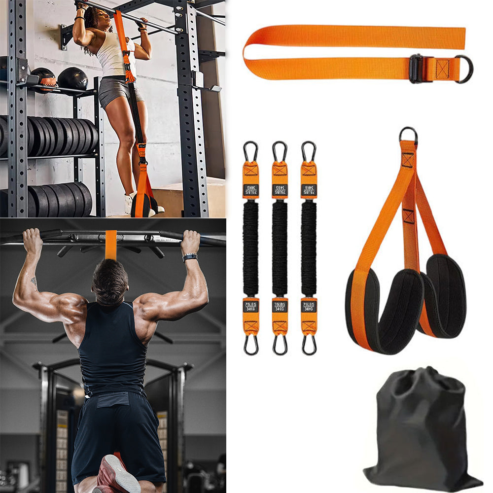 Pull Up Assistance Bands Set with Knee Rest, 225lb Resistance Training Kit image 1