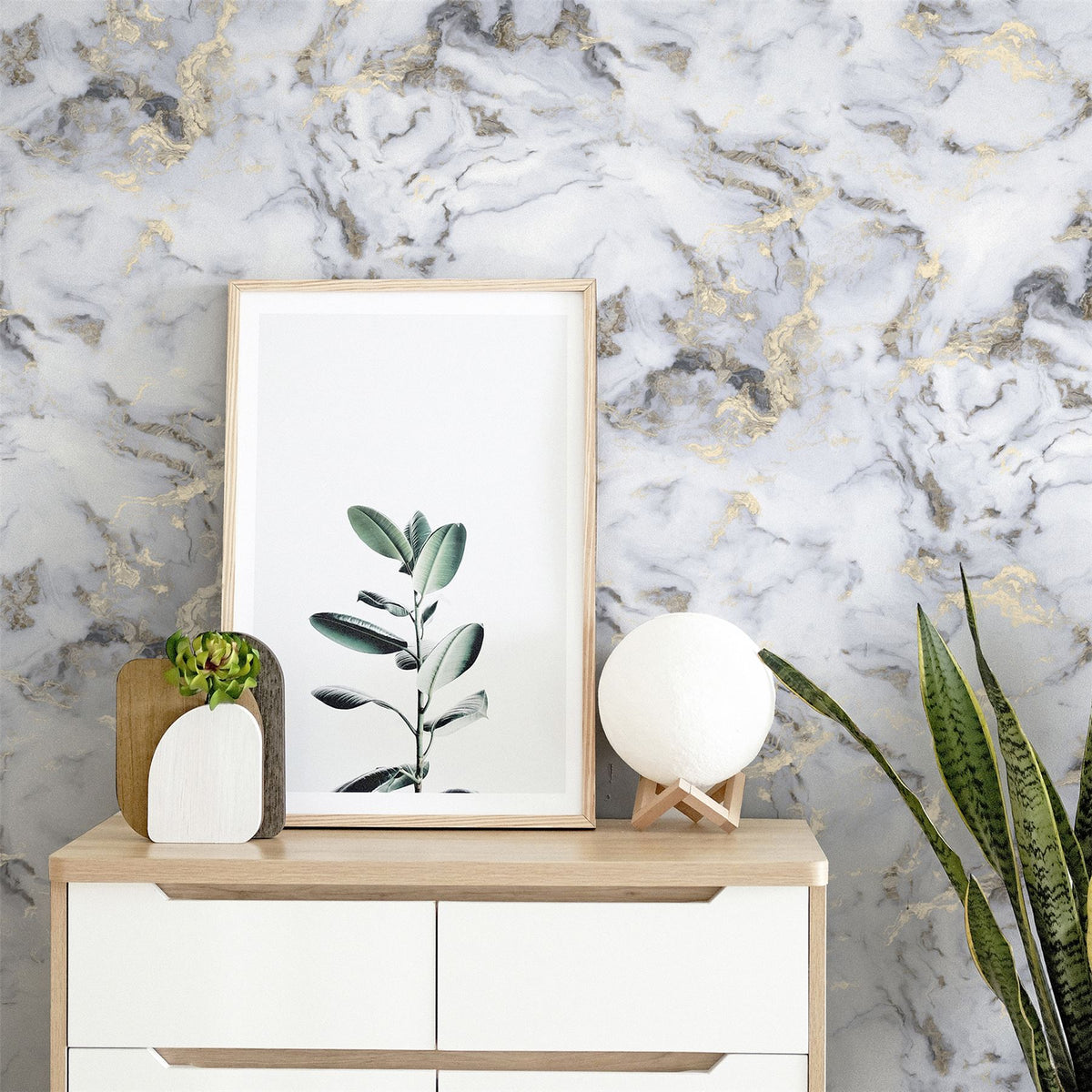 Bahia Marble Mono Gold Wallpaper image 6