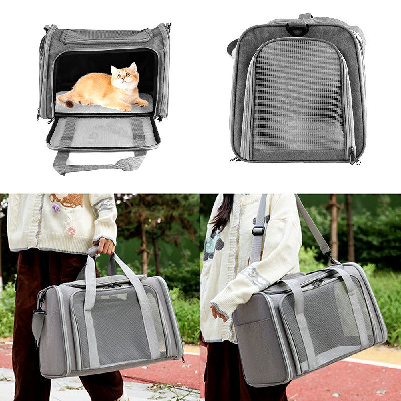 Pet Carrier Bag Large Black, Soft Fabric Folding Travel Bag for Cats and Puppies image 7