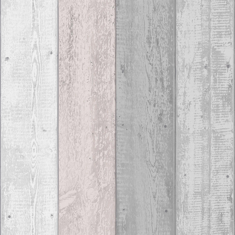 Painted Wood Pink and Grey Wallpaper image 0