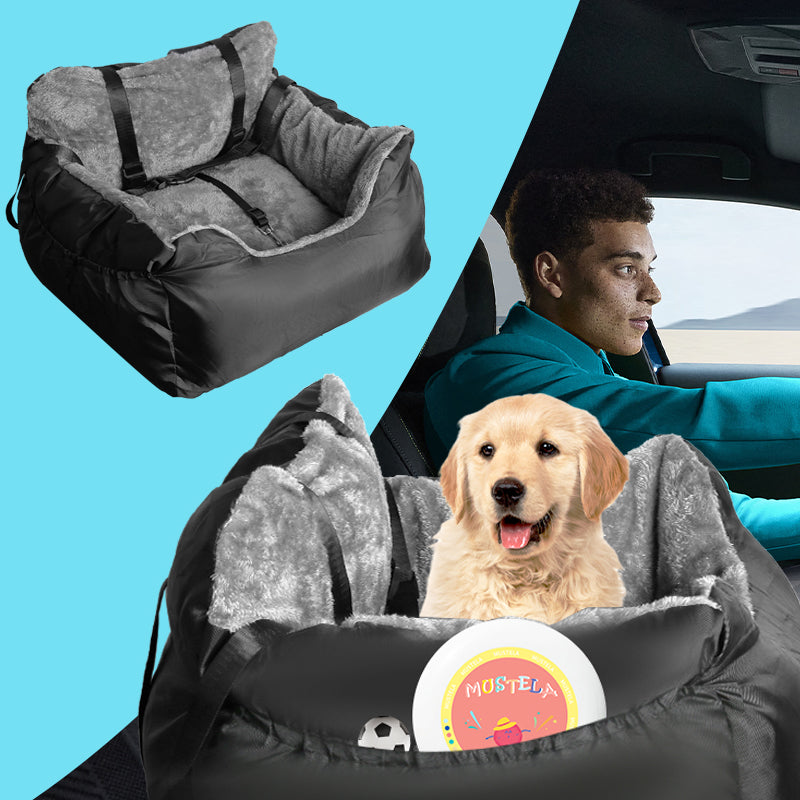 Dog Car Seat Black, Plush Booster Seat for Small Dogs and Cats with Safety Leash image 9