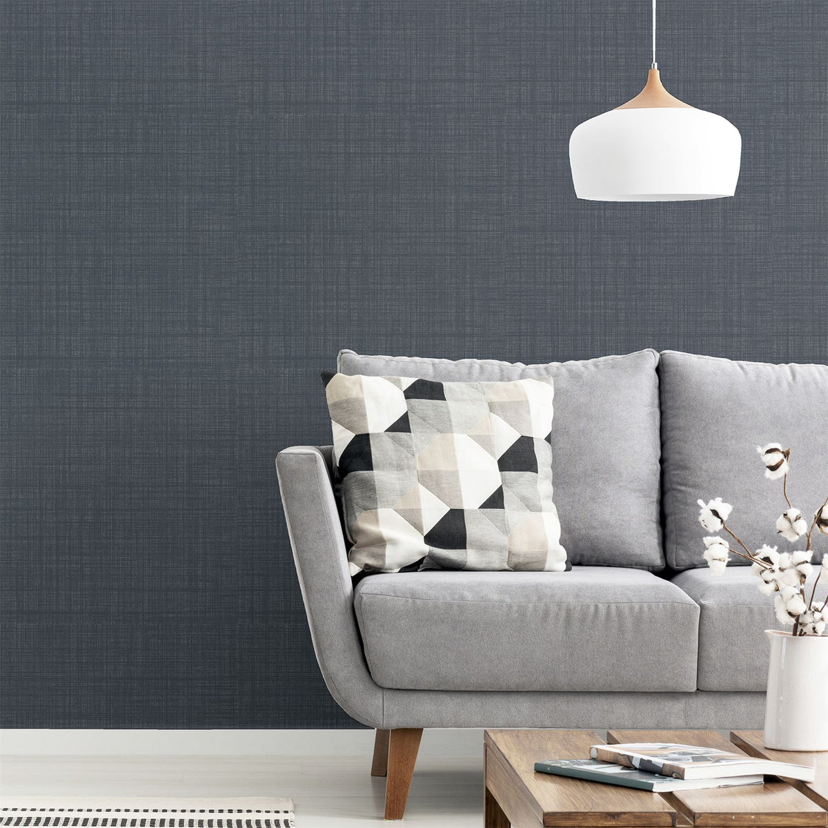Weave Texture Dark Grey Wallpaper image 2