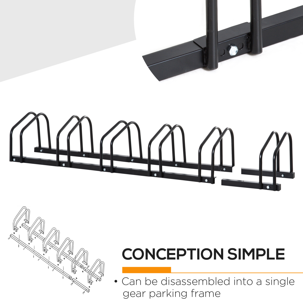6 Bike Parking Rack Locking Storage Stand Holder Floor Wall Mount Black