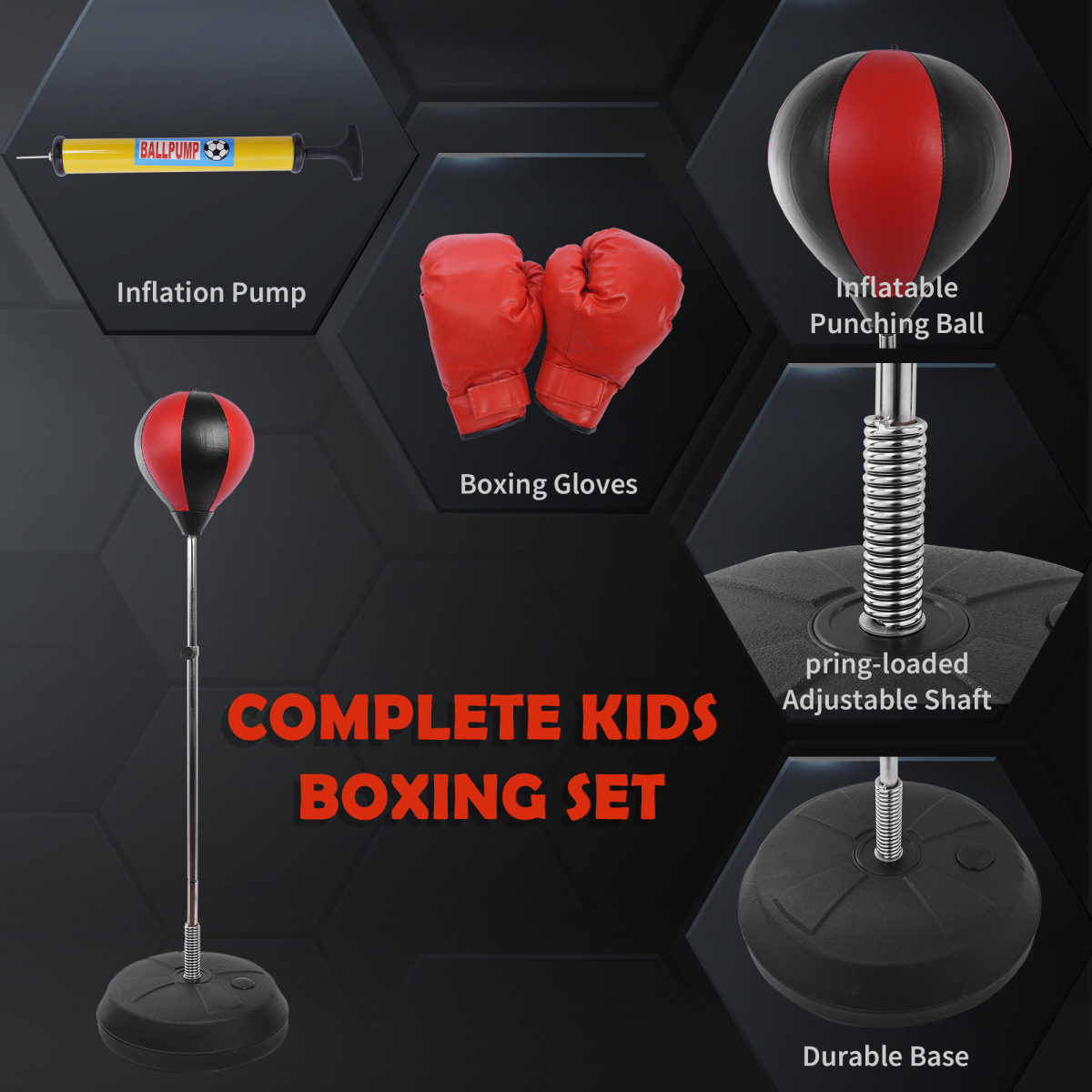 Adjust Kids Training Boxing Punching Ball Bag Boxing Punching with Gloves