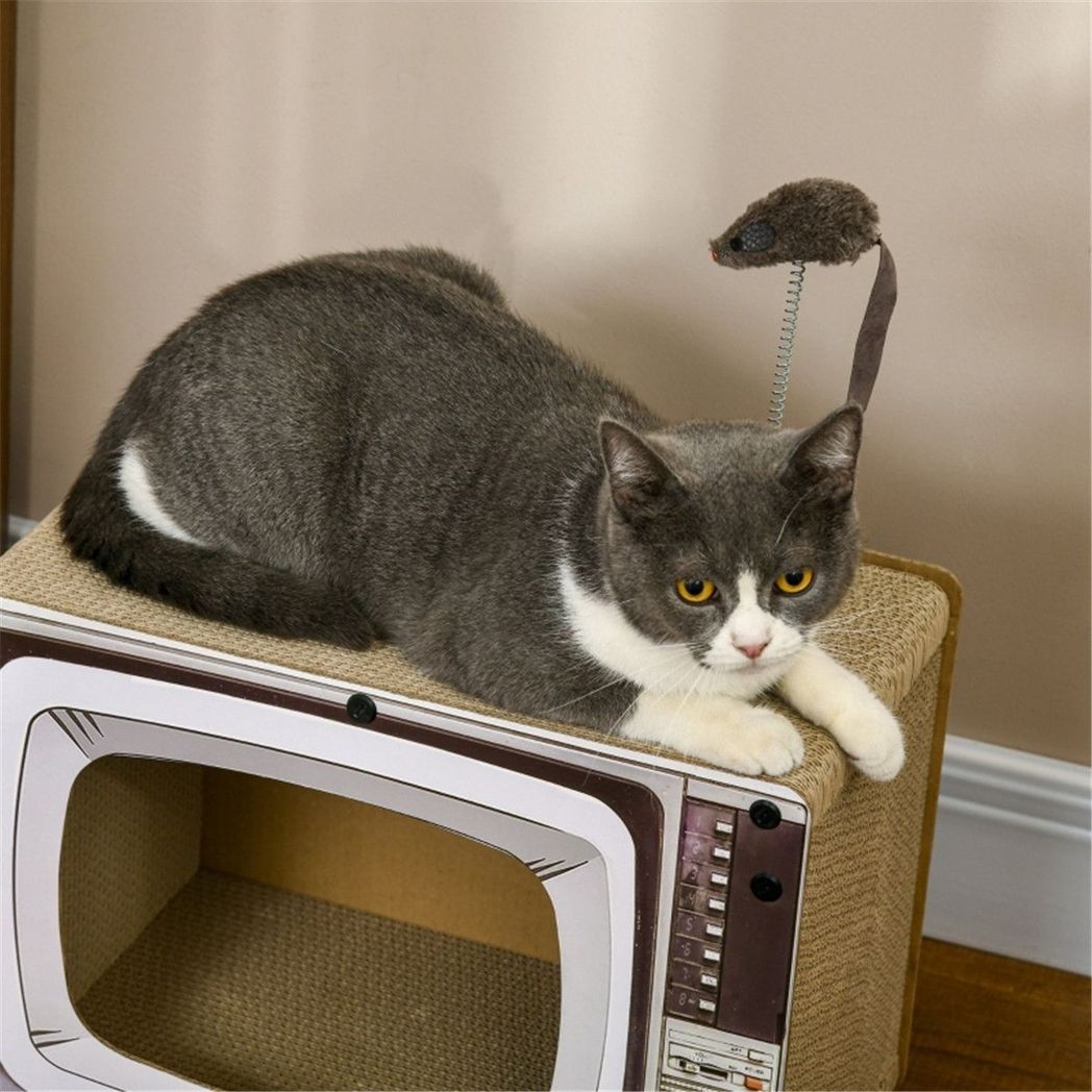 Cat Scratching House 32.5H x 43L x 23Wcm, Brown