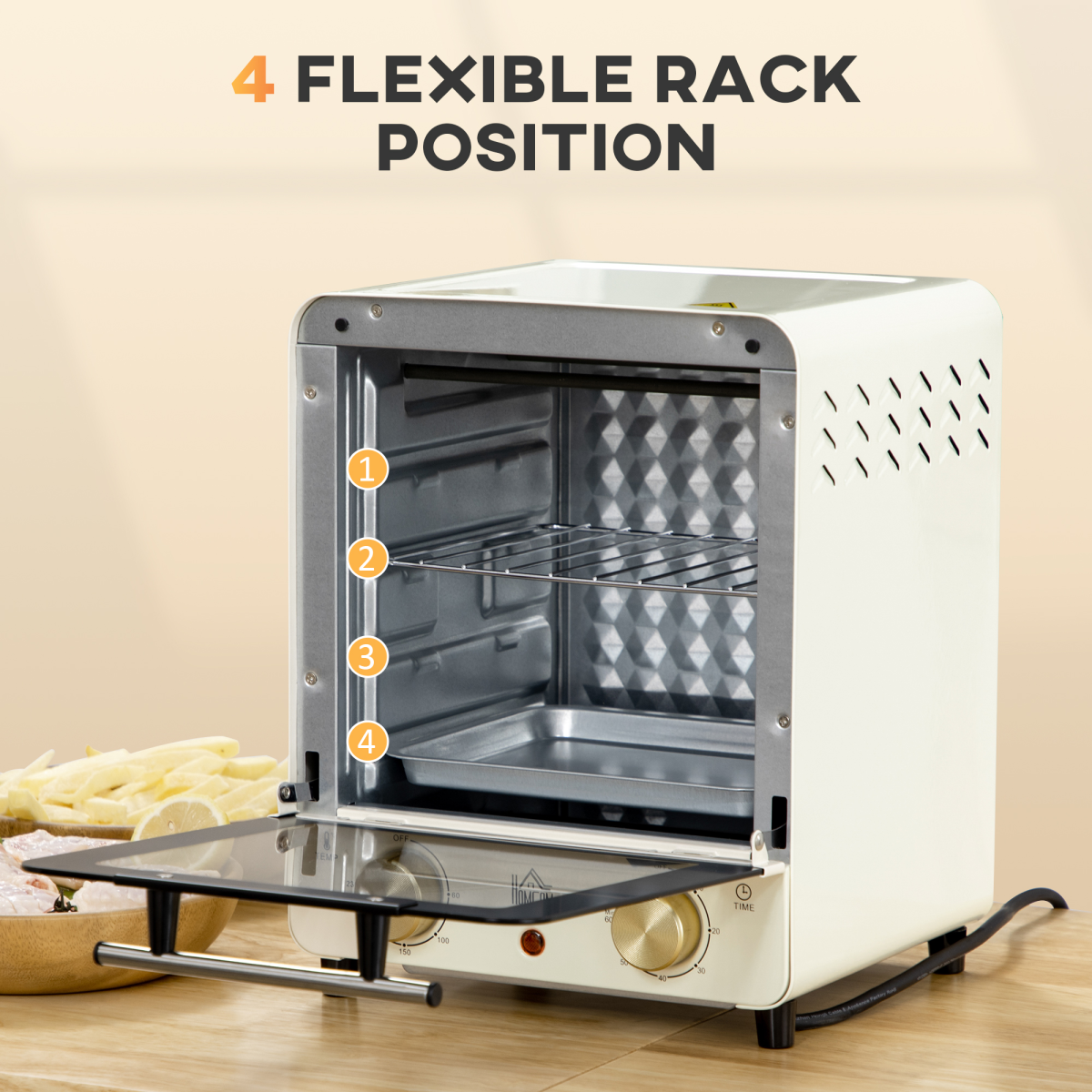 Convection Mini Oven Toaster Oven with Baking Tray Wire Rack Crumb Tray