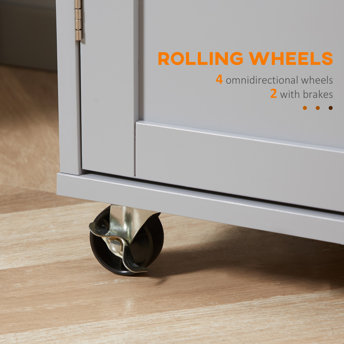 Rolling Kitchen Cart with Rubber Wood Top, Towel Rack, Hooks and Drawers