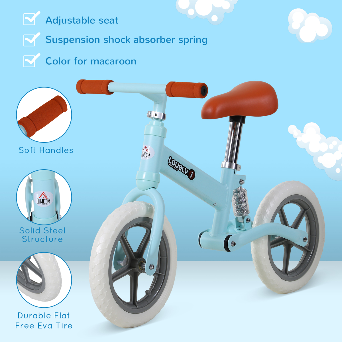 Kid Balance Bike Children Bicycle Adjustable Seat 2-5 Years No Pedal