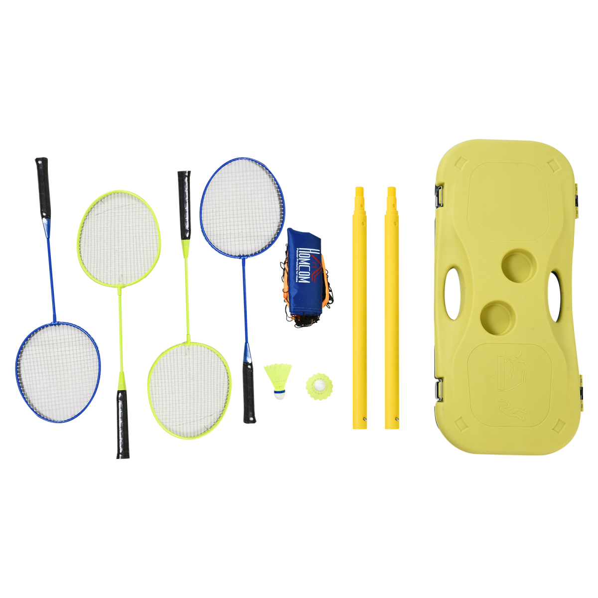 Foldable Badminton Net Set with 2 Pairs of Rackets 2 Nylon Shuttlecocks