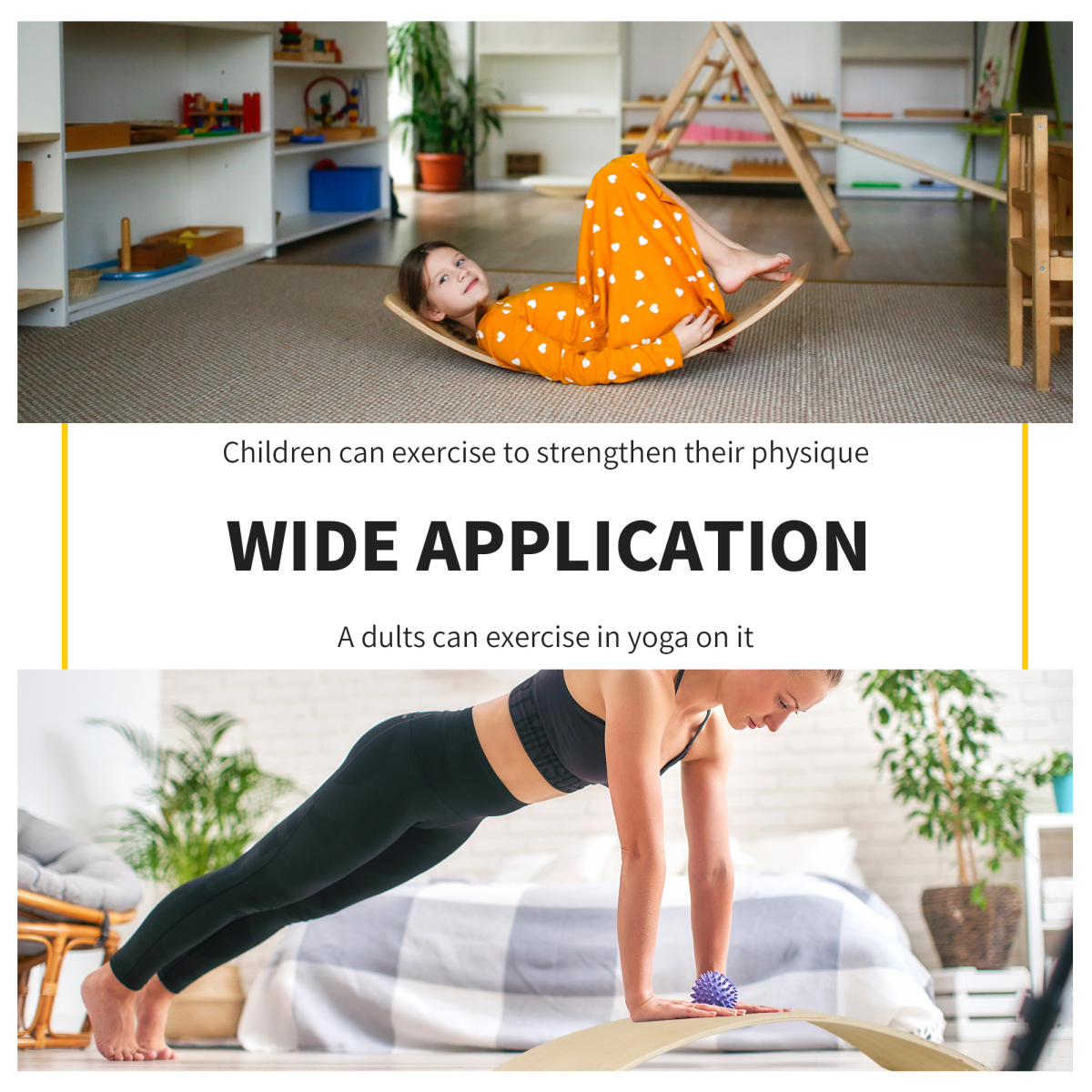 Wood Wobble Board with Ropes, Baby Rocker Balance Board for Kids, Adults