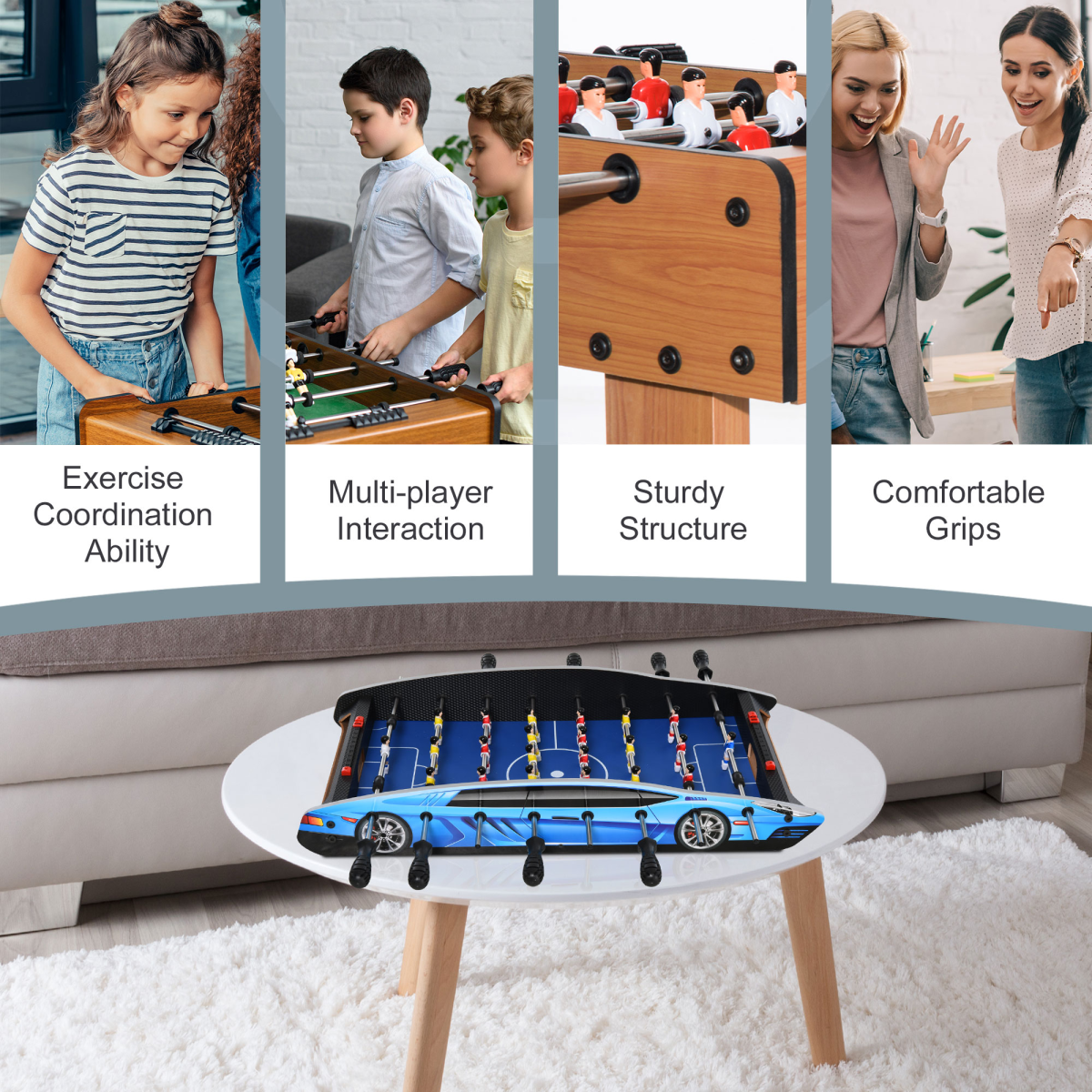 2ft Foosball Table Arcades Competition Sized for Kids, Adults, Indoor