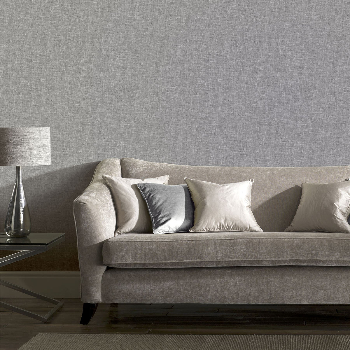 Linen Texture Mid Grey Wallpaper image 1