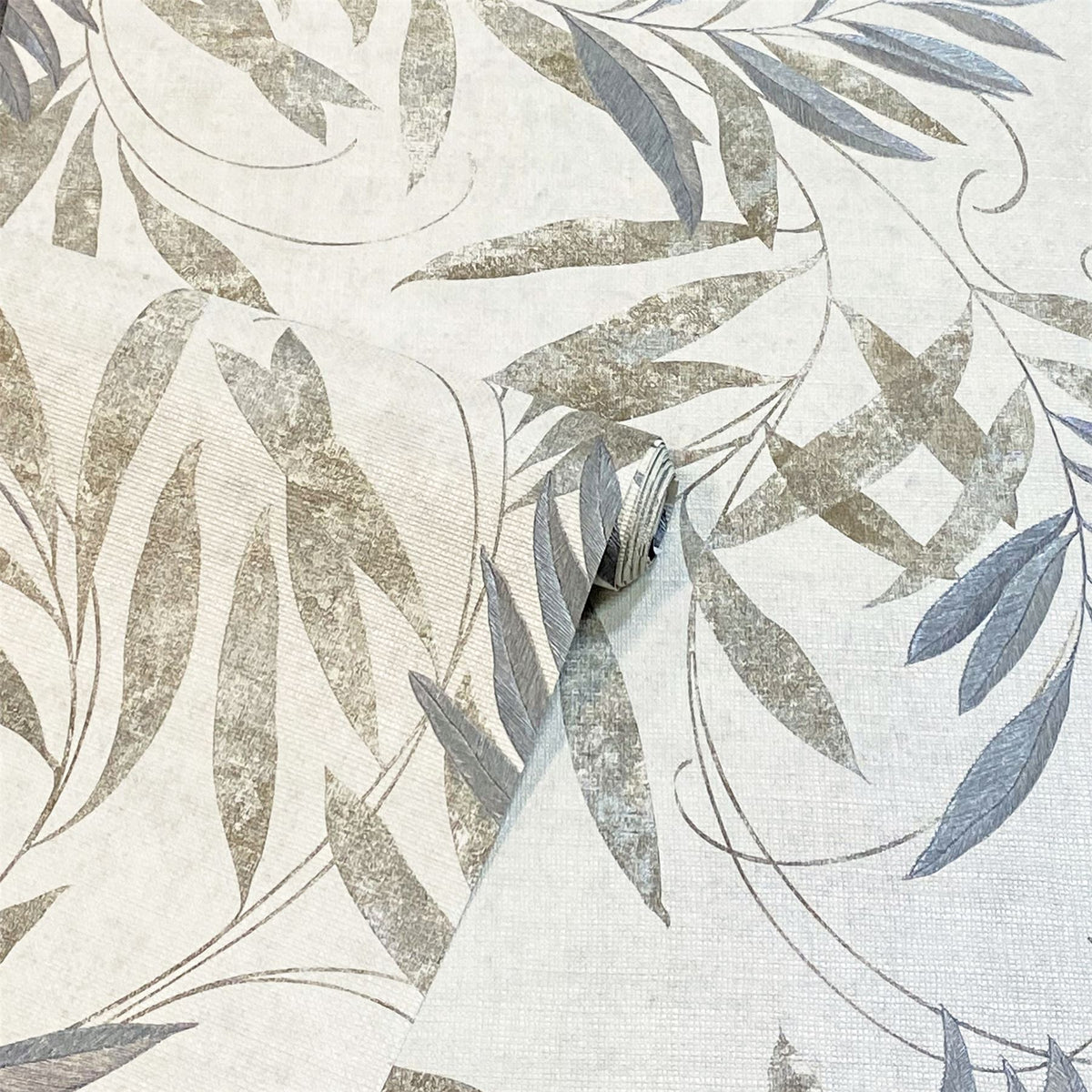 Luxury Leaf Natural Grey Wallpaper image 3