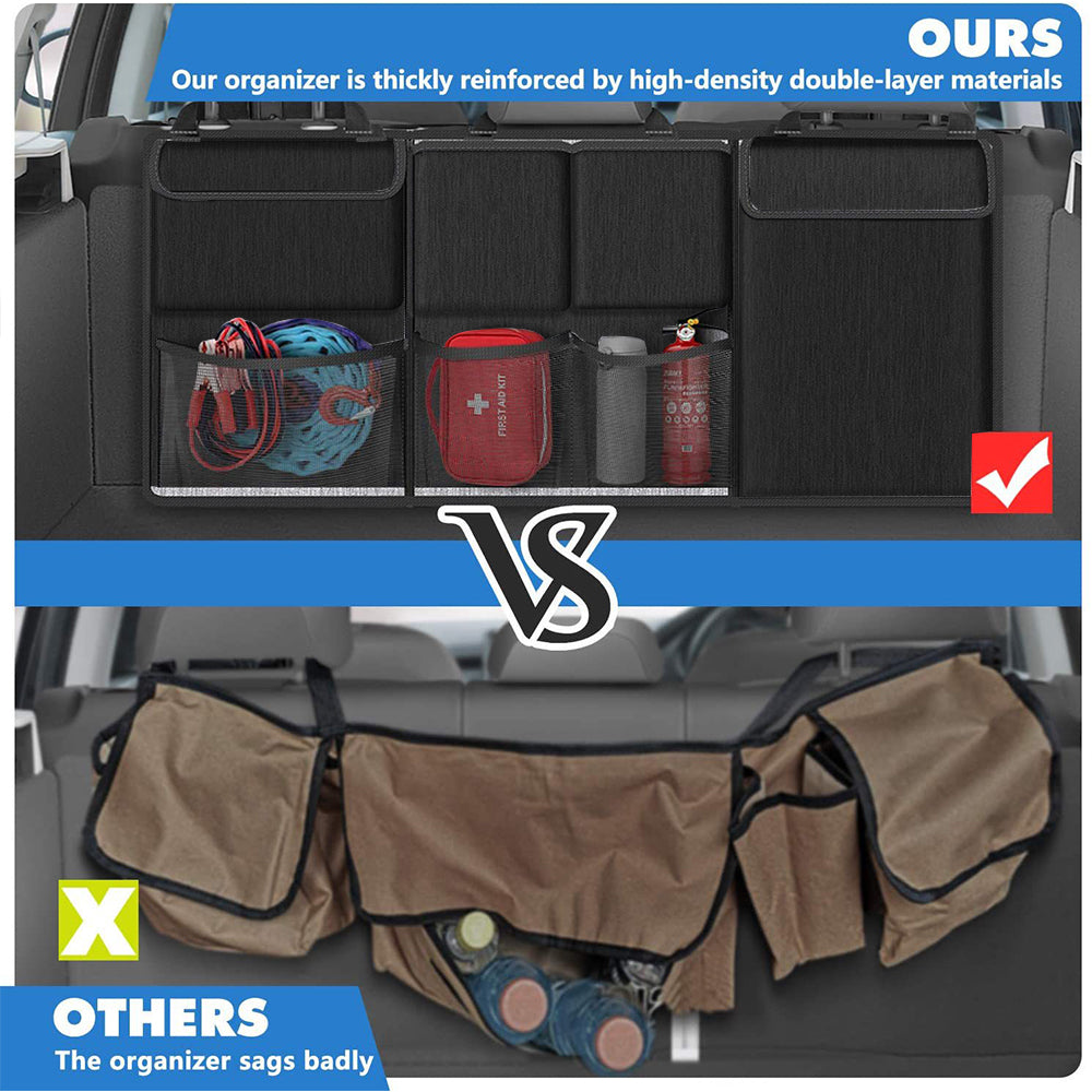 Car Seat Back Organiser Black, Detachable Storage Bag with Zips for SUVs and Vans image 2
