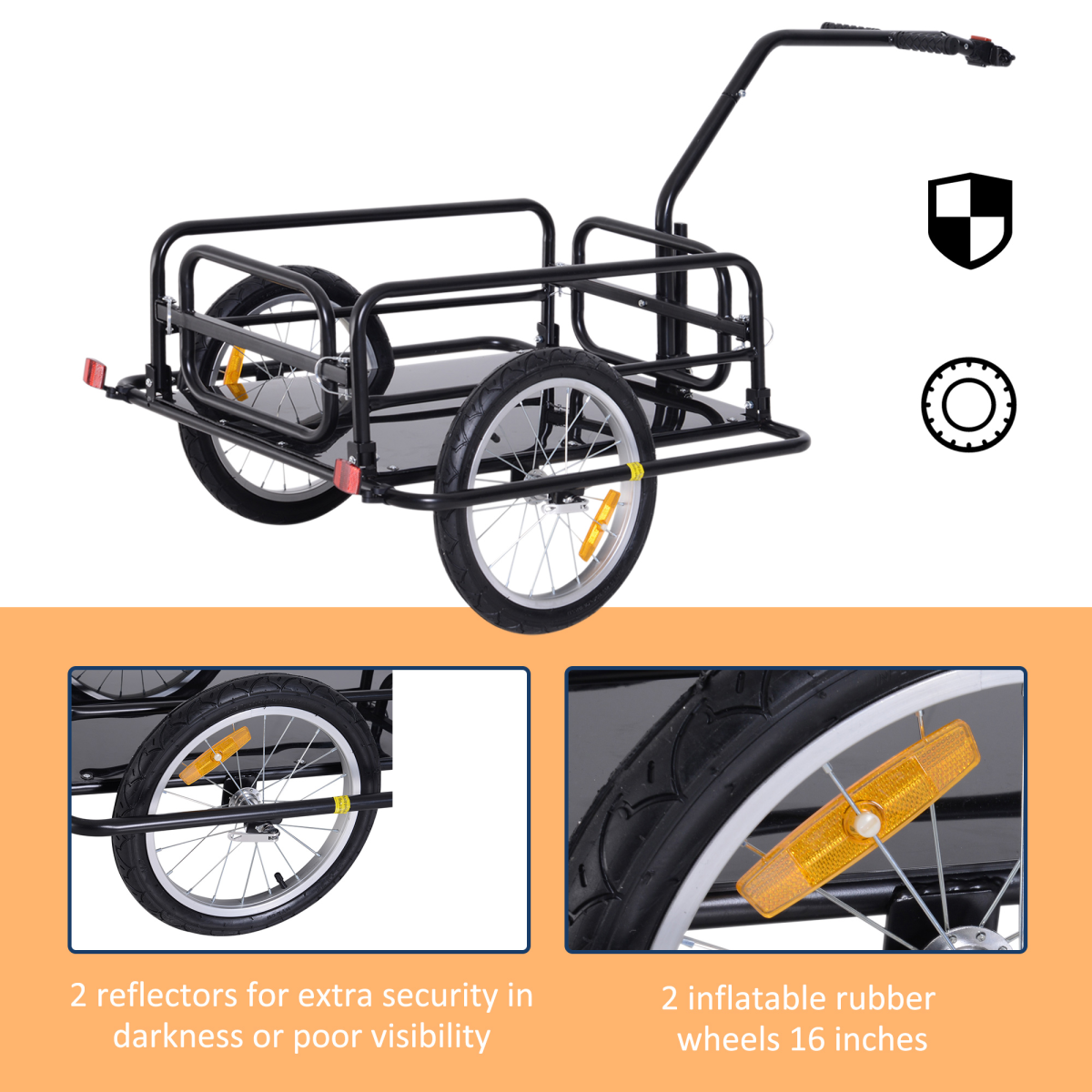 Folding Bicycle Cargo Storage Cart and Luggage Trailer with Hitch