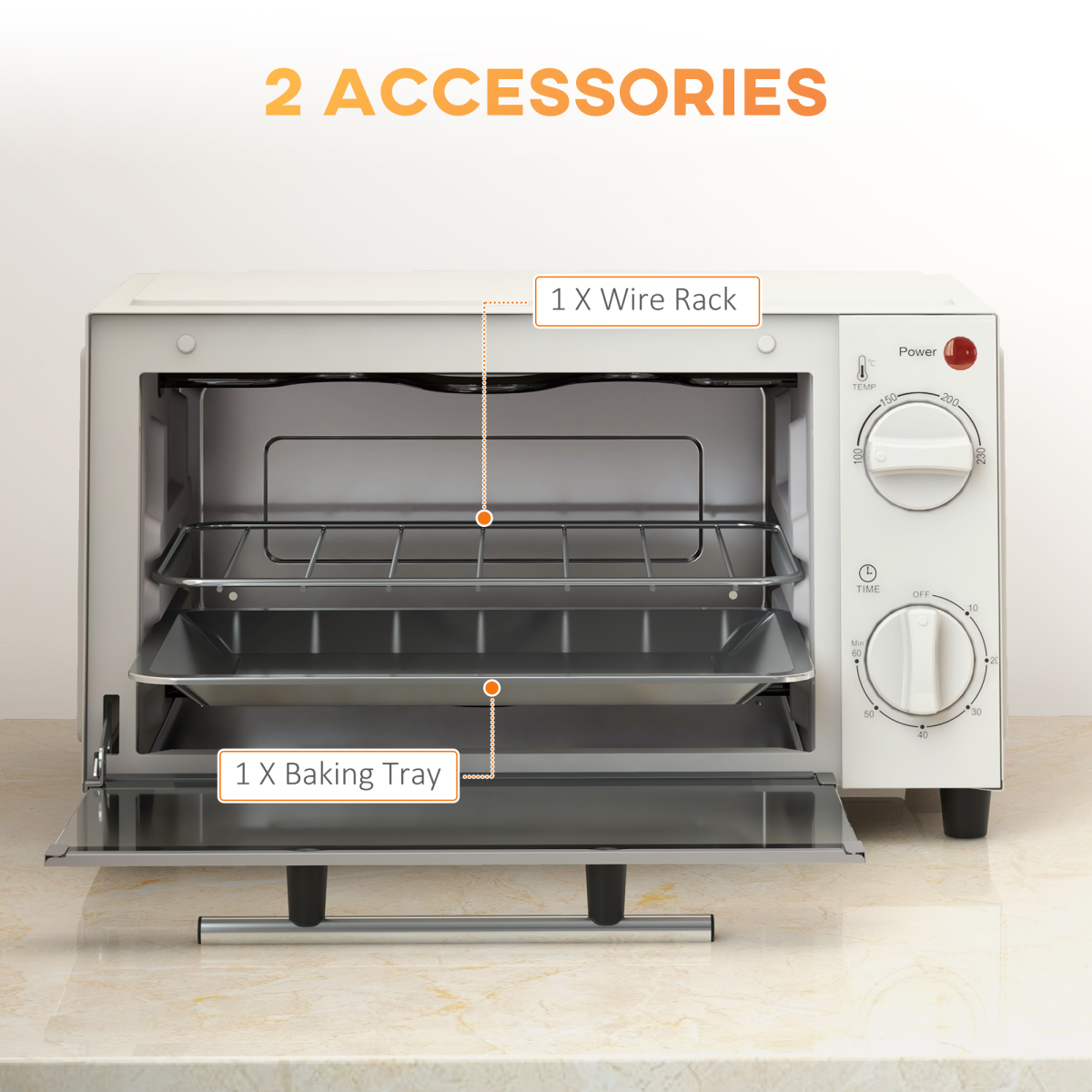 Mini Oven 9L Countertop Electric Grill with Temp Timer Control 750W