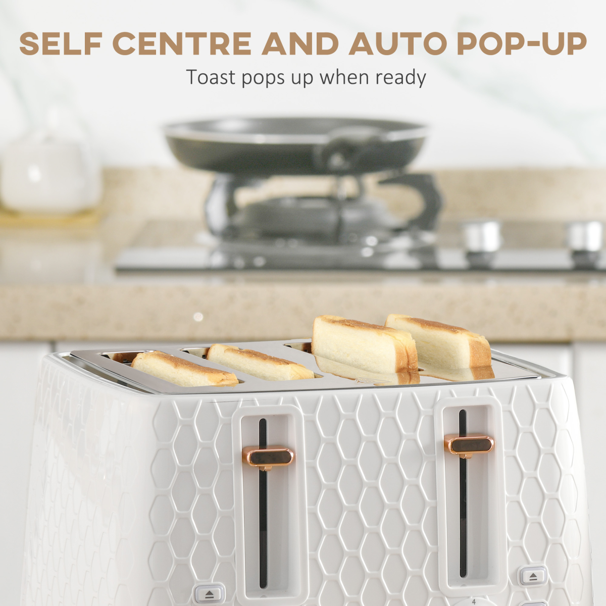 1.7L Kettle and Toaster Set with Defrost, Reheat and Crumb Tray, White
